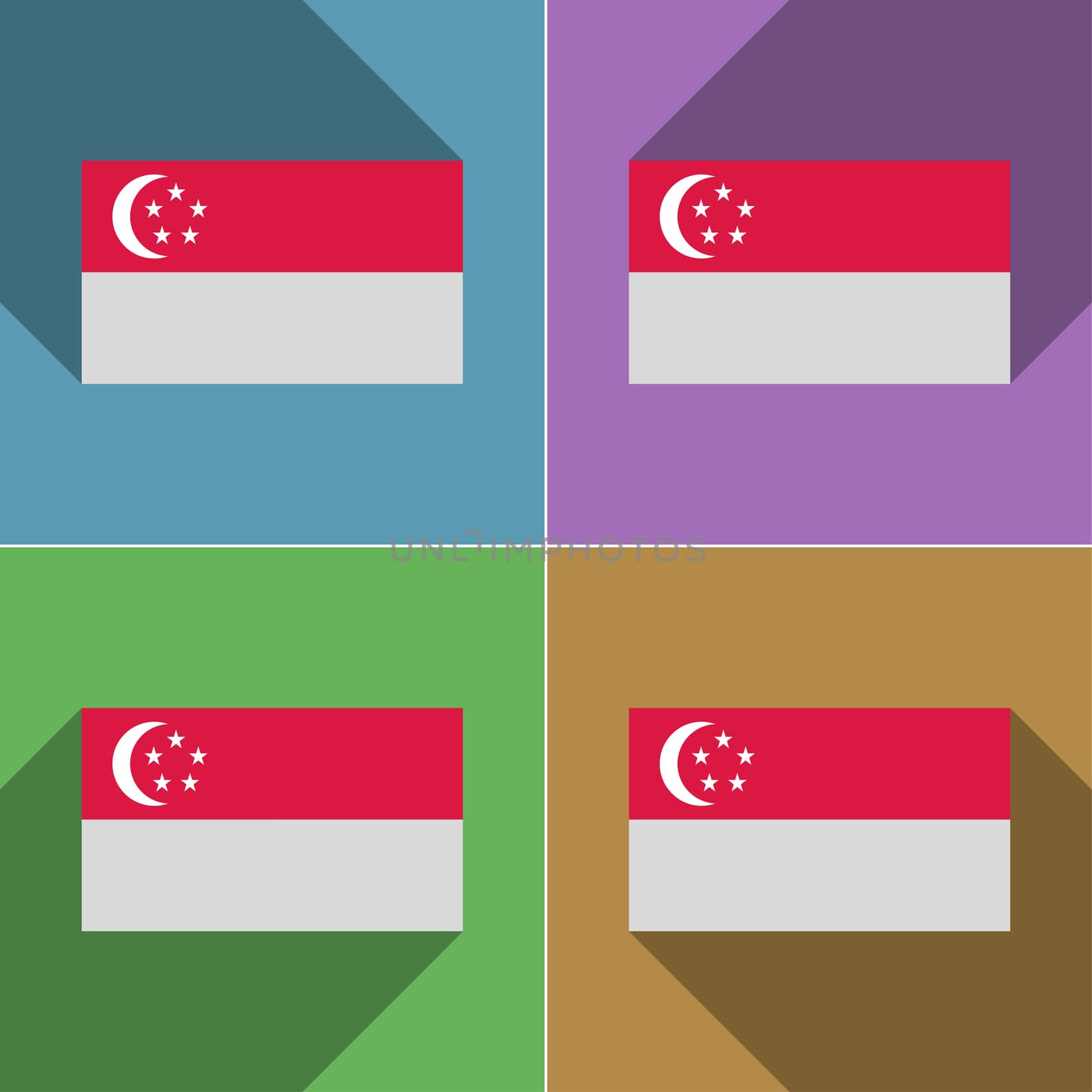 Flags Singapore. Set of colors flat design and long shadows.  by serhii_lohvyniuk
