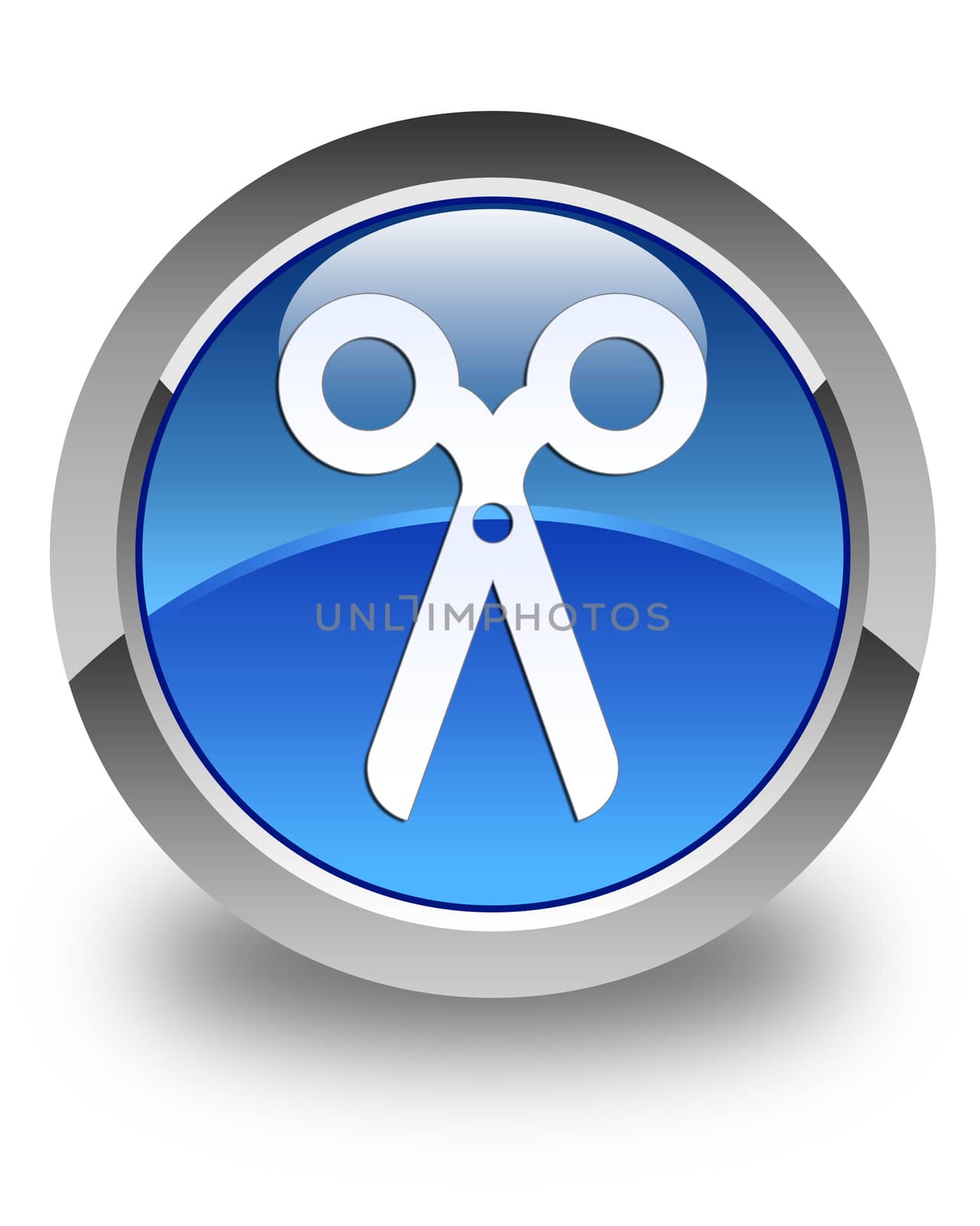 Scissor icon glossy blue round button