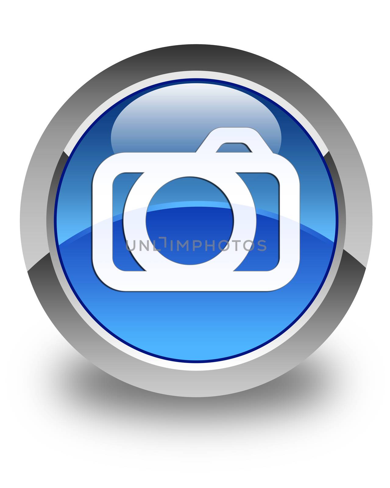 Camera icon glossy blue round button