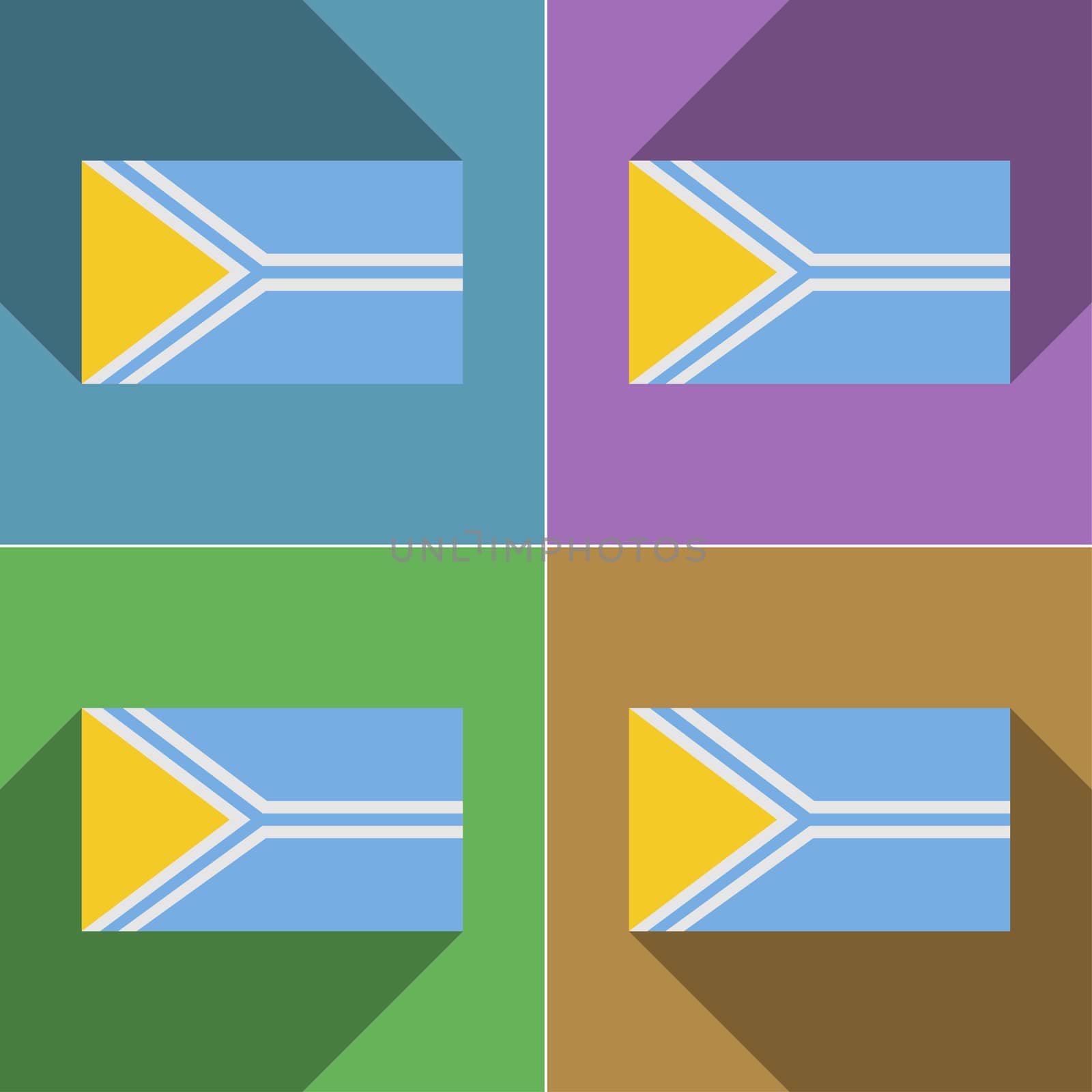 Flags of Tuva. Set of colors flat design and long shadows.  illustration