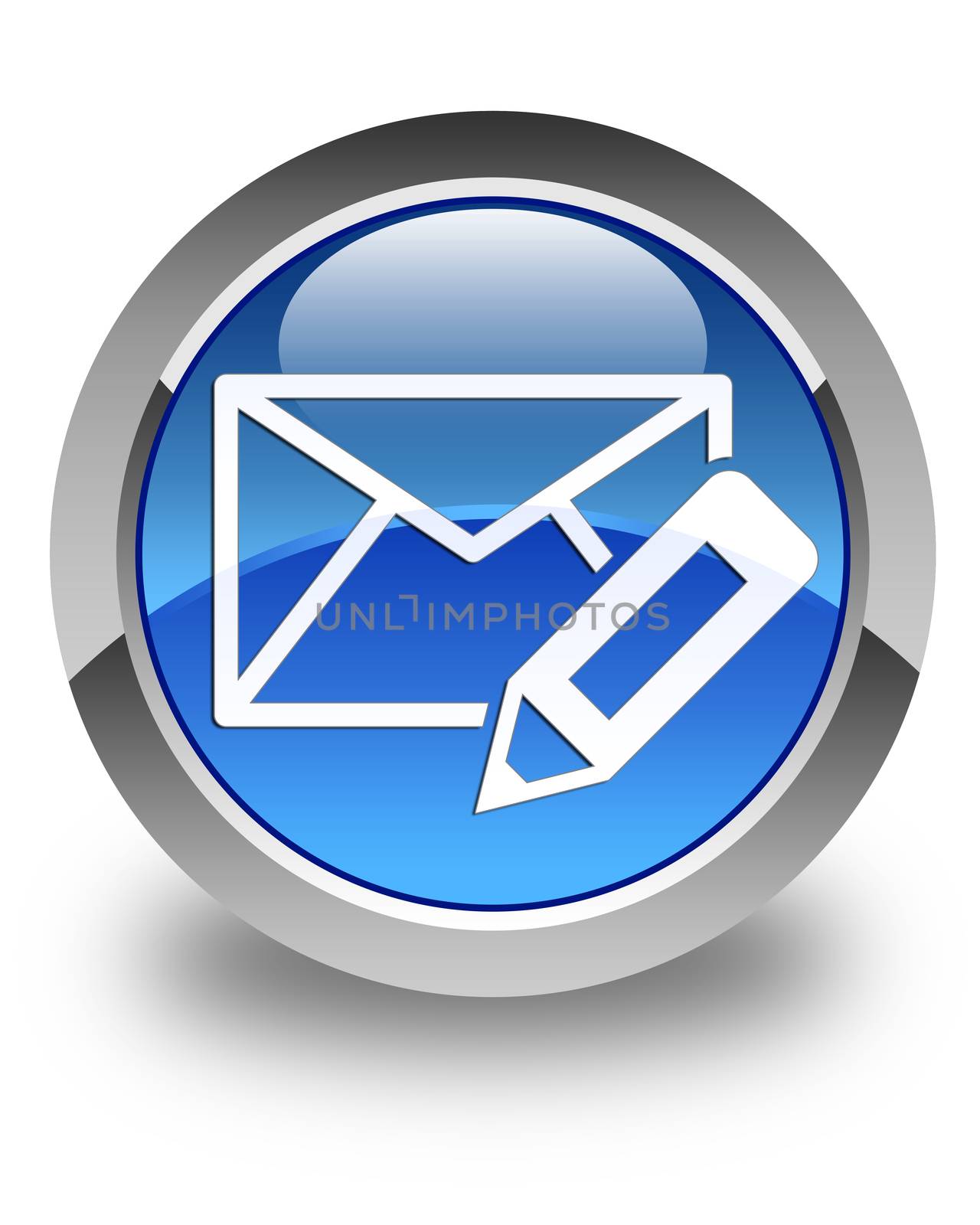 Edit email icon glossy blue round button