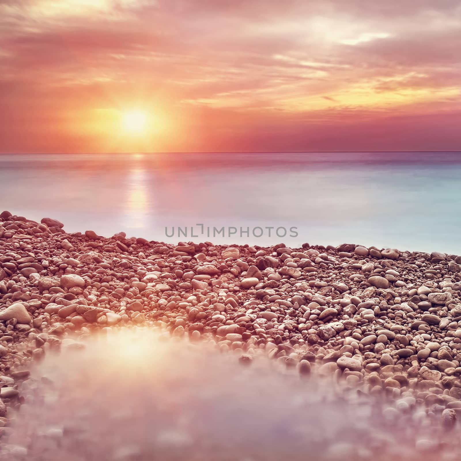 Beautiful beach landscape on sunset by Anna_Omelchenko