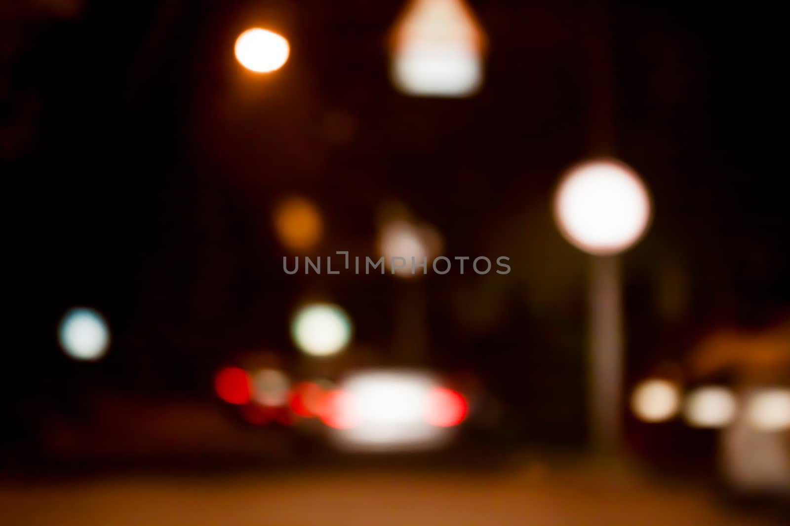 blurred night street background in Kiev out of  focus