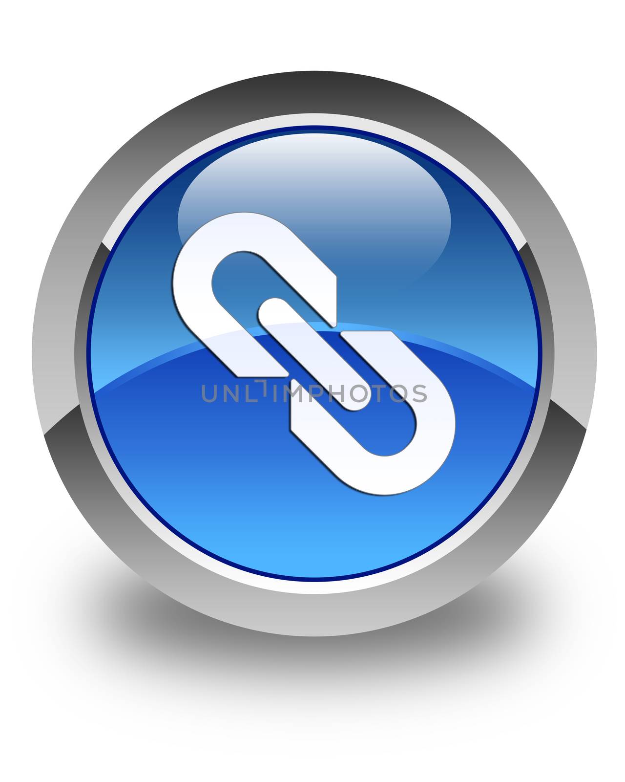 Link icon glossy blue round button