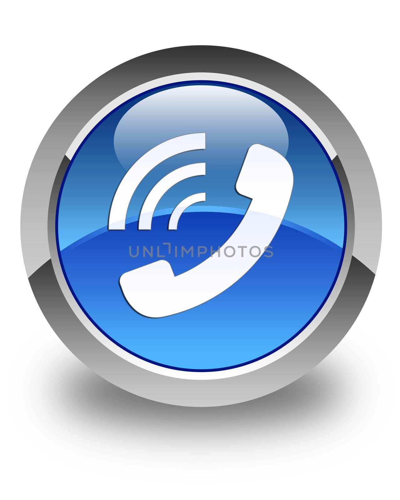 Phone ringing icon glossy blue round button