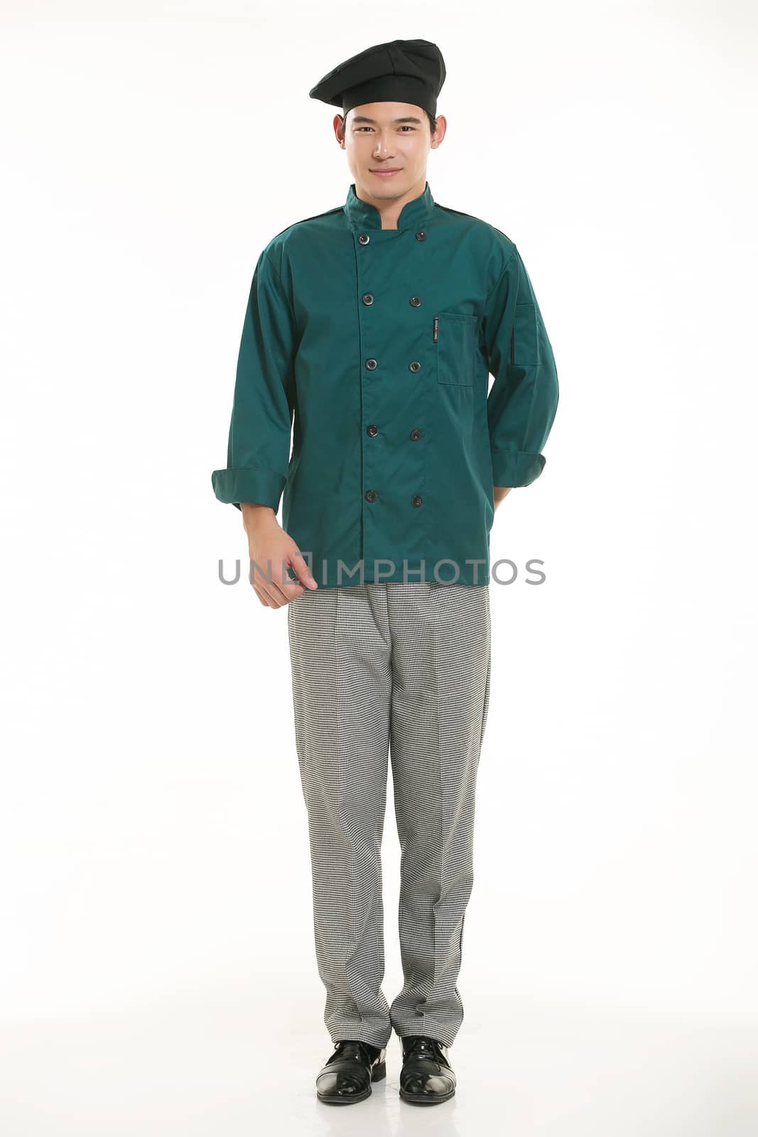 Wearing all kinds of clothing chef dietitian in front of white background