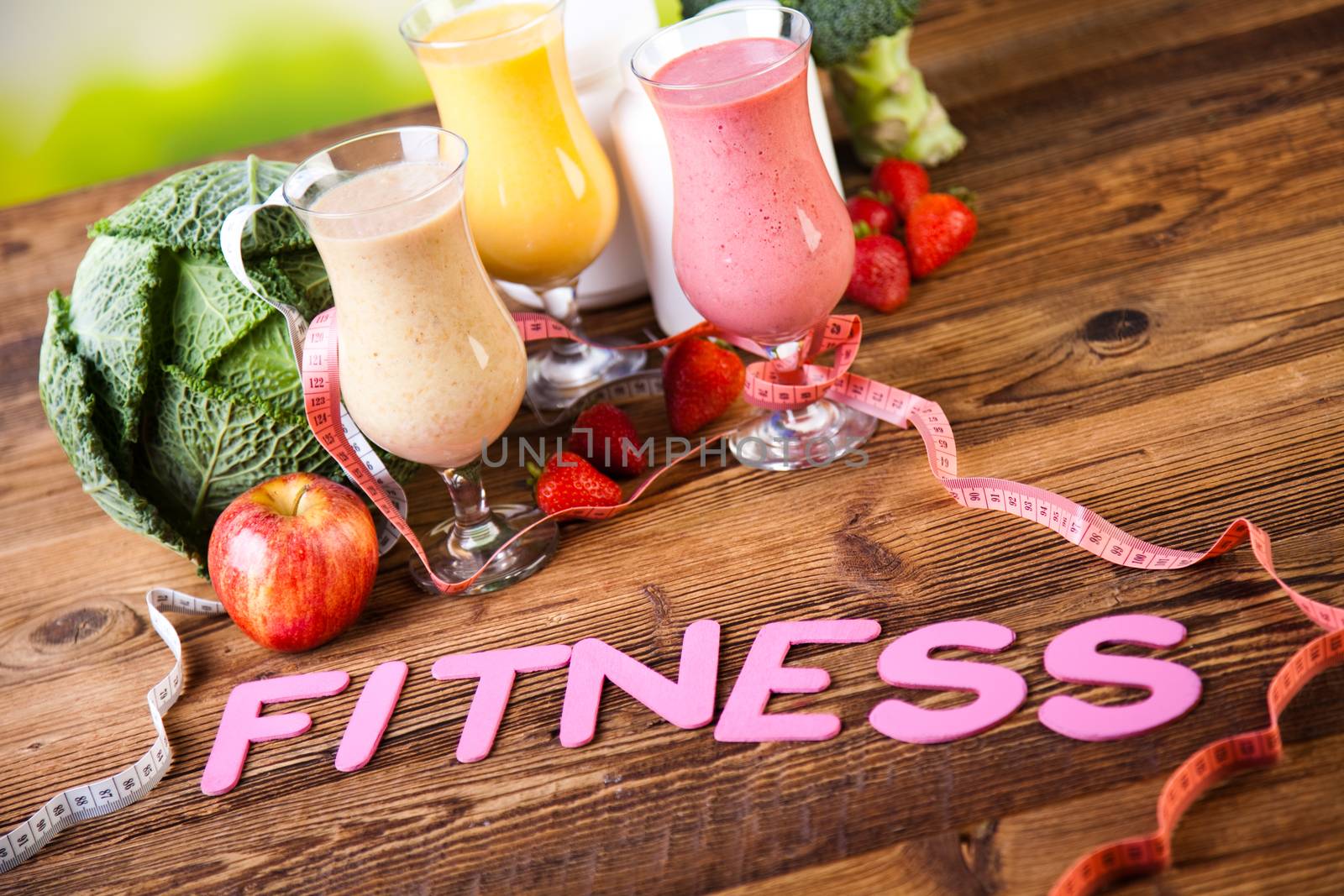 Vitamin and Fitness diet, dumbbell