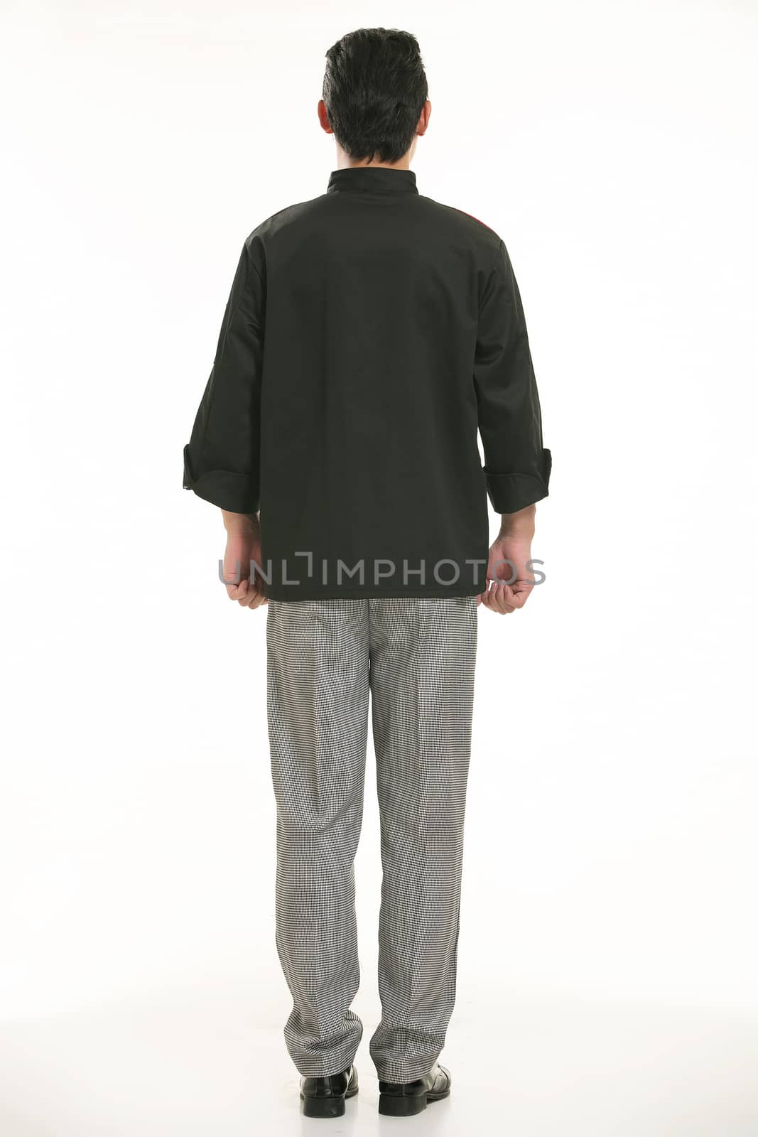 Wearing all kinds of clothing chef dietitian in front of white background