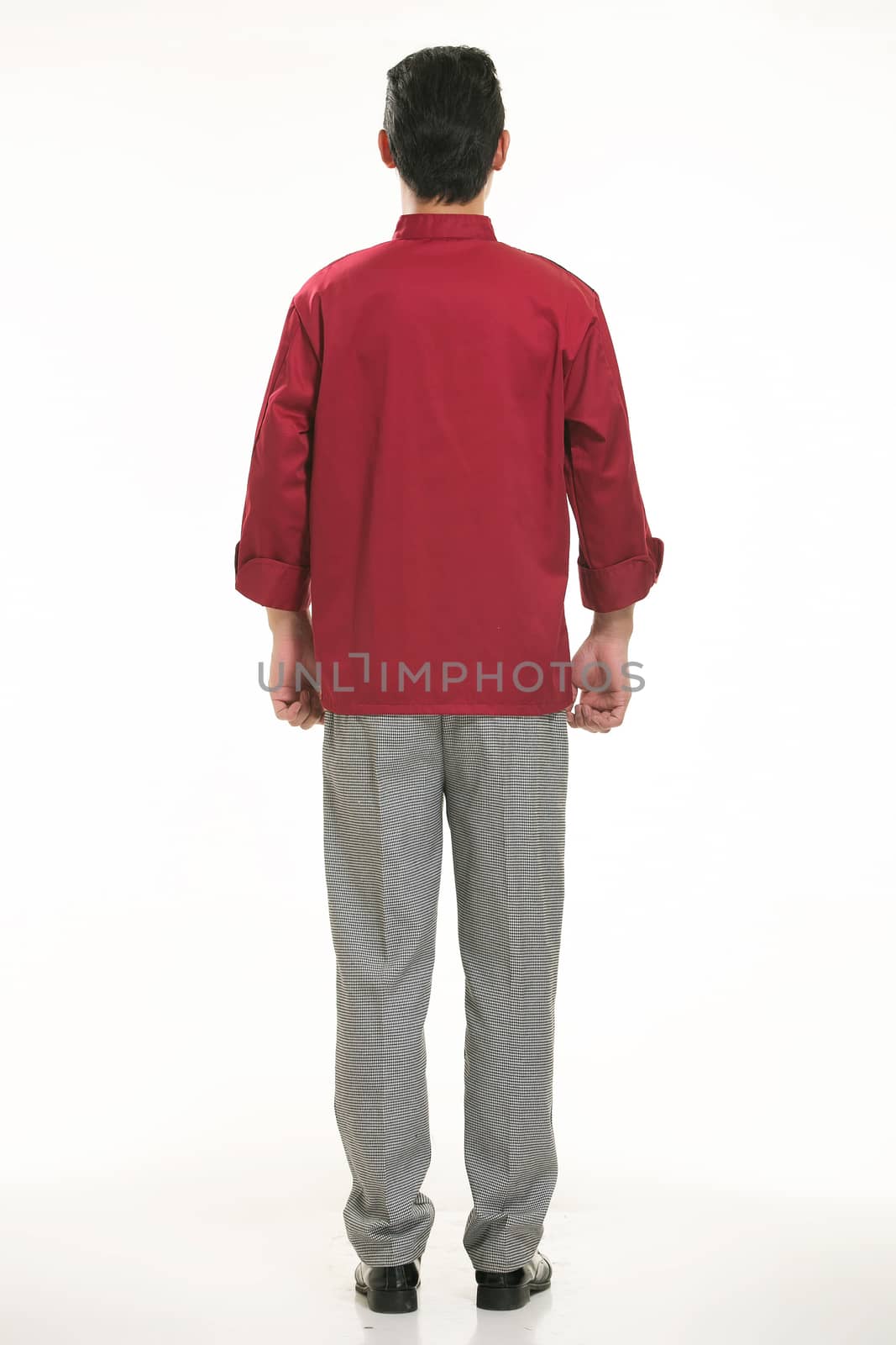 Wearing all kinds of clothing chef dietitian in front of white background