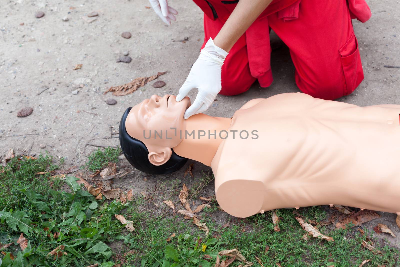 First aid training detail. Cardiopulmonary Resuscitation - CPR.