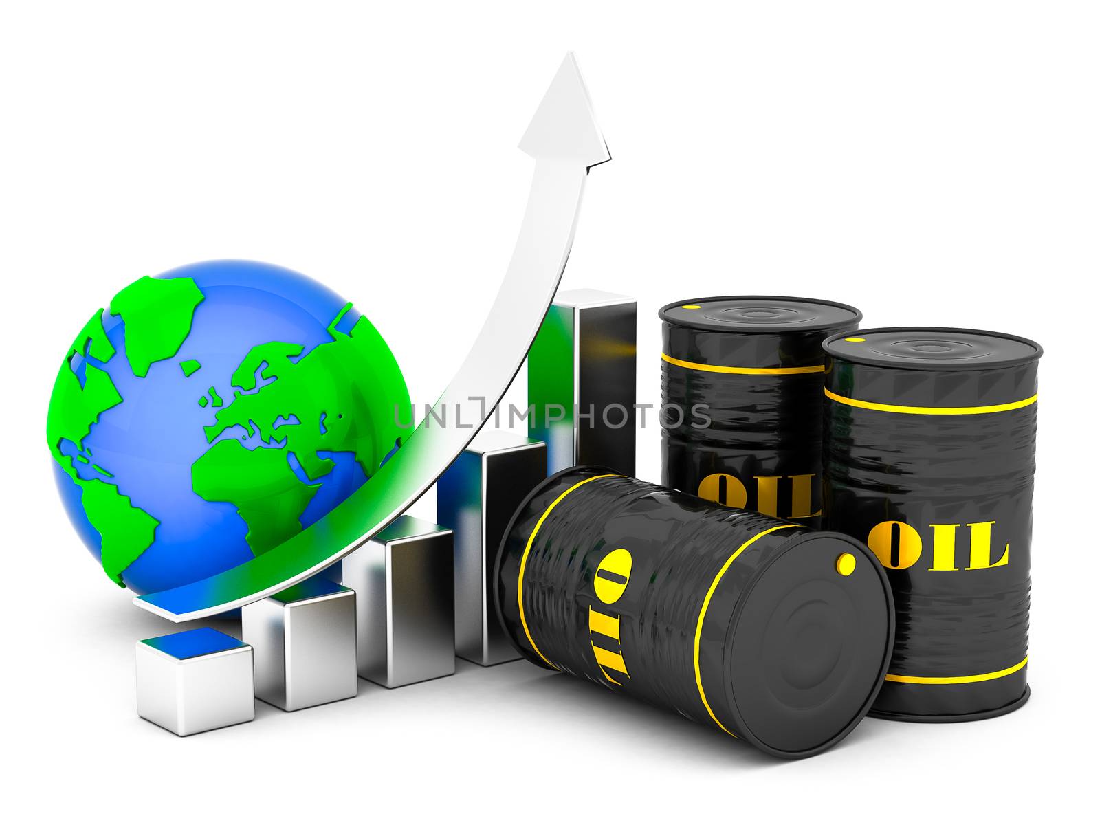Barrels of oil on a white background isolated