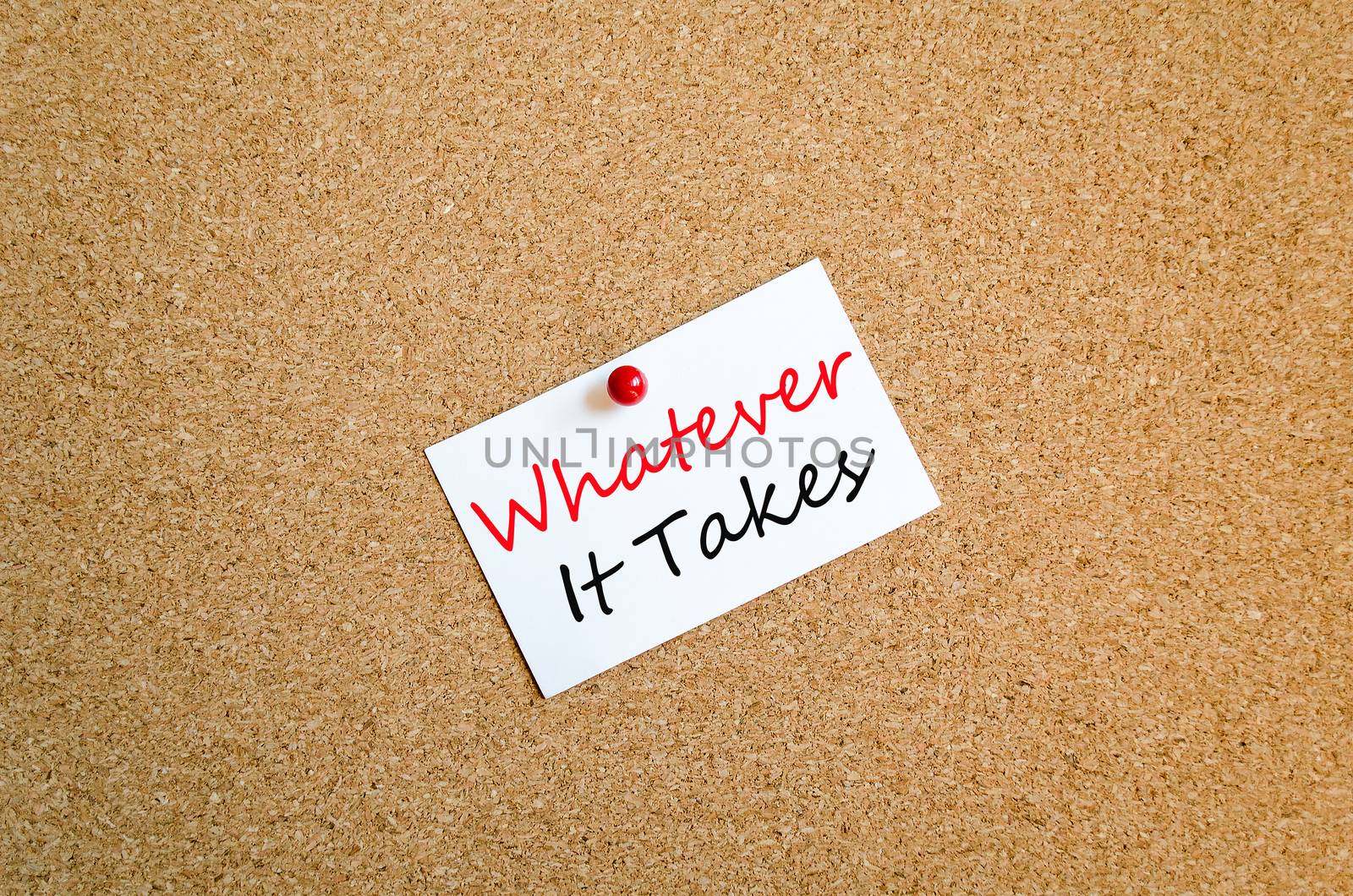 Sticky Note On Cork Board Background Whatever it takes concept