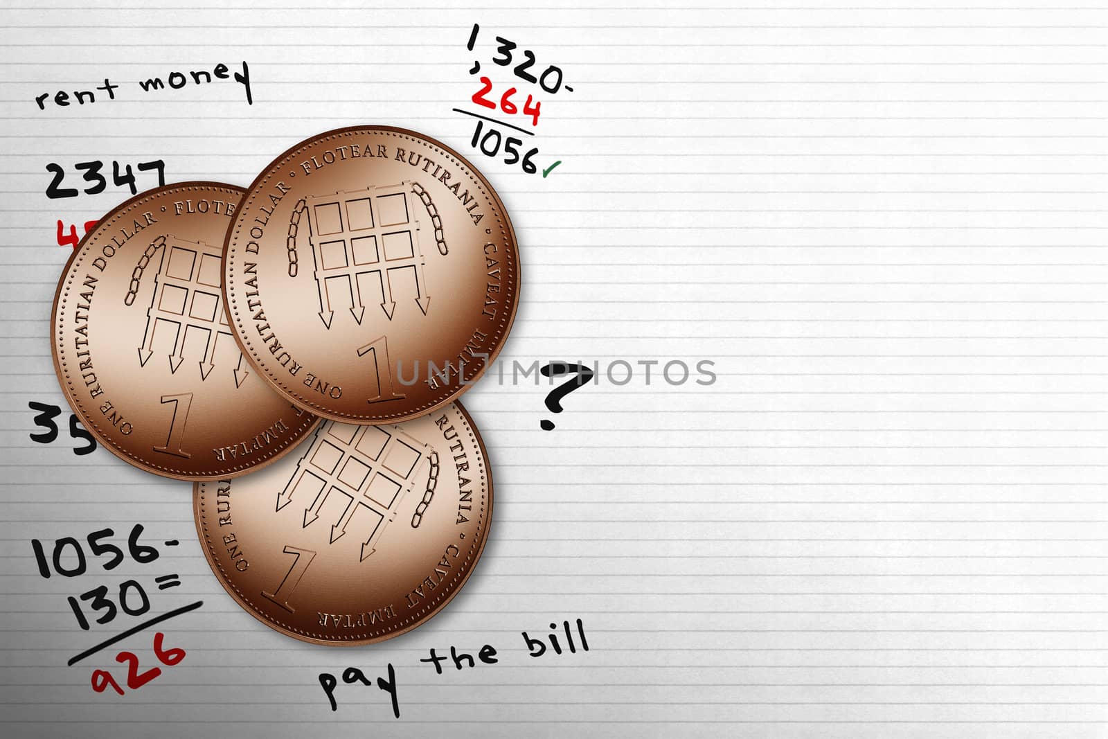 Illustration of three copper coins