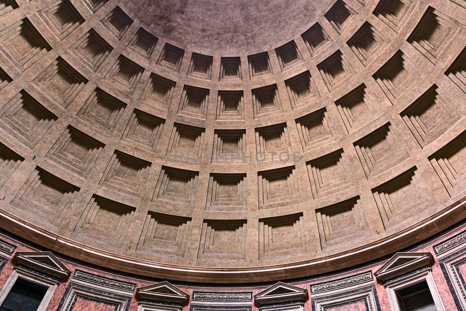 Image of dome of the pantheon photographed from inside