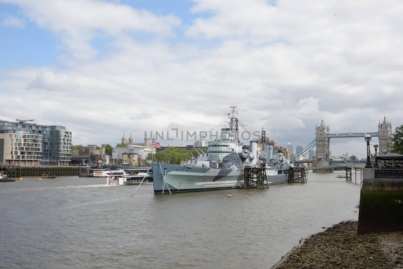 HMS Belfast on River  Thames