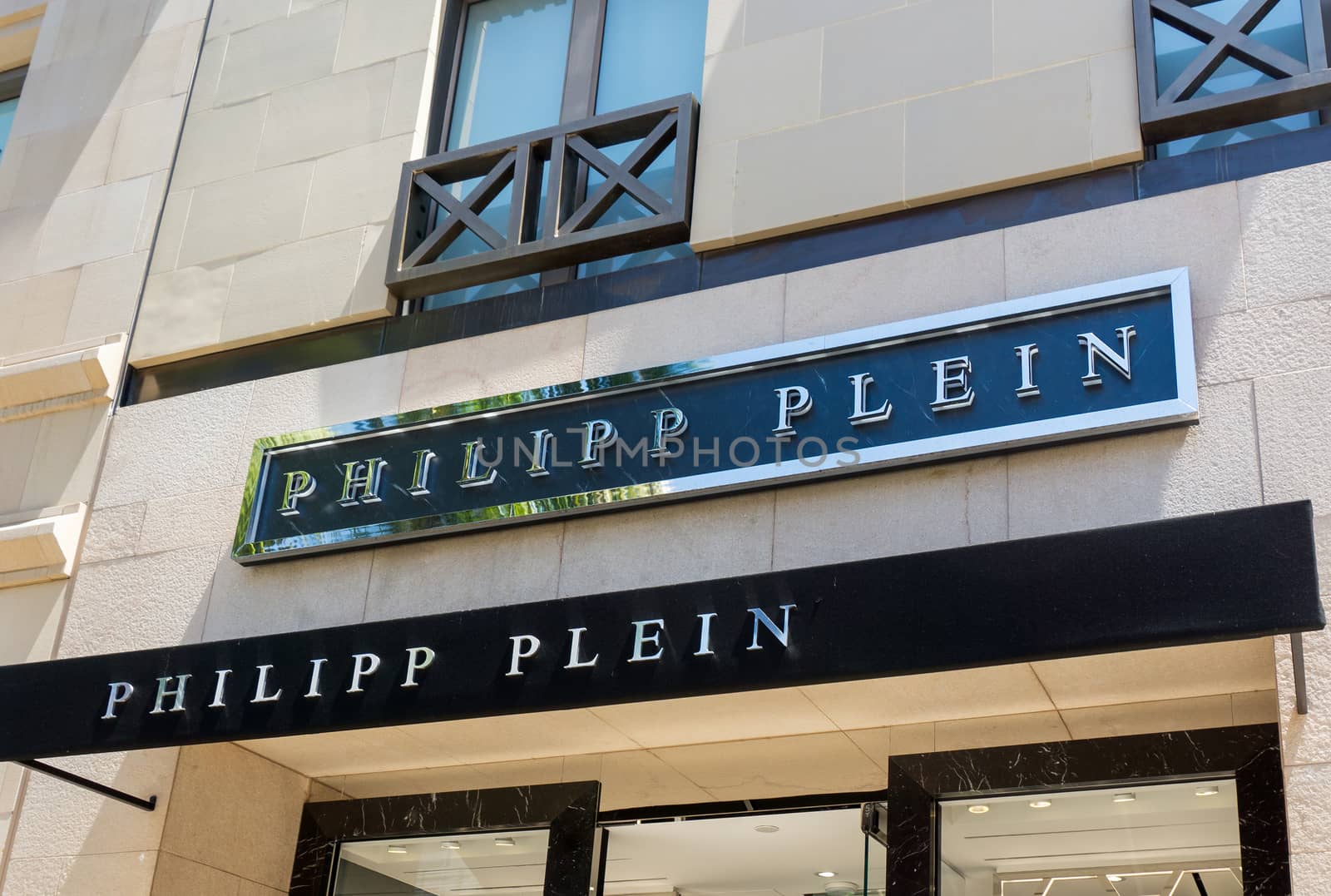 BEVERLY HILLS, CA/USA - MAY 10, 2015: Philipp Plein retail store exterior on famed Rodeo Drive. Philipp Patrick Plein is a German fashion designer.