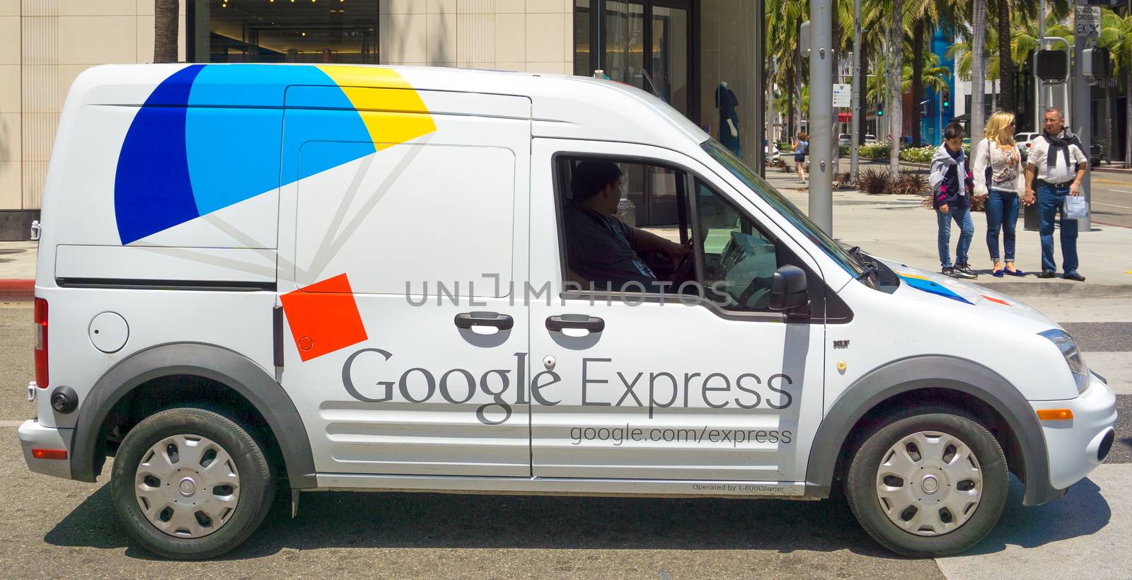 BEVERLY HILLS, CA/USA - MAY 10, 2015: Google Express delivery van. Google Express is a same-day shopping service owned by Google.