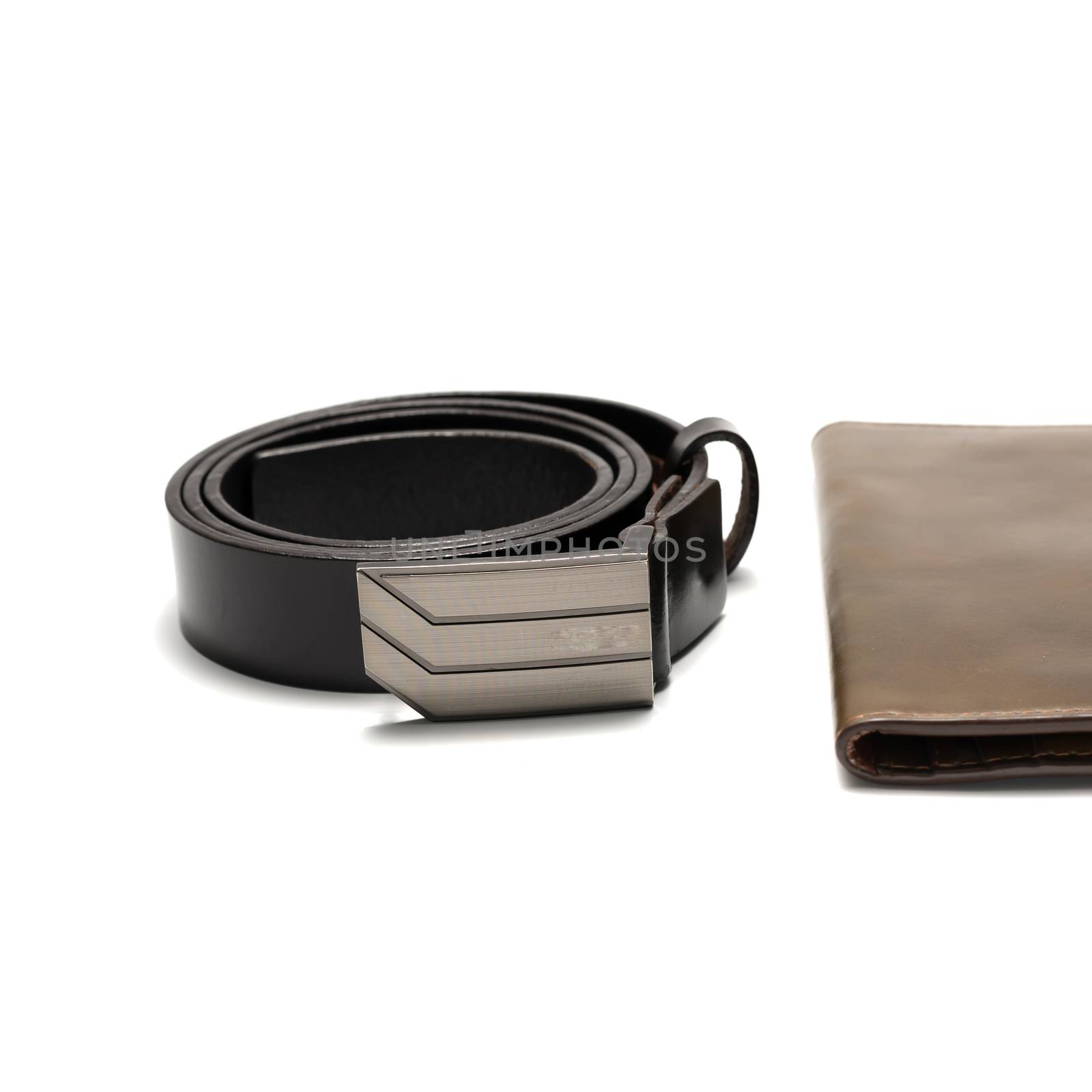belt and wallet isolated on white background