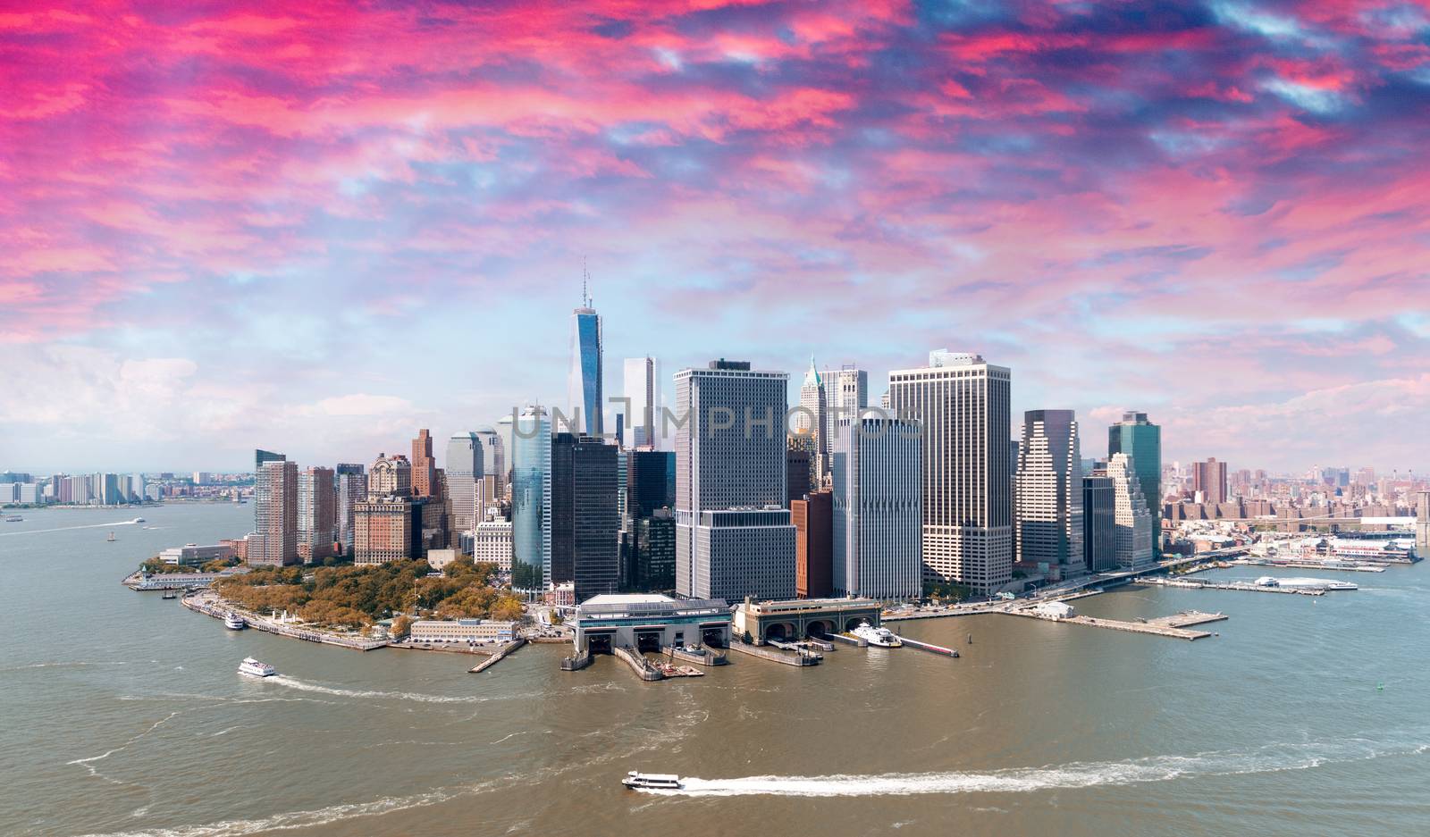 Lower Manhattan as seen from Helicopter.