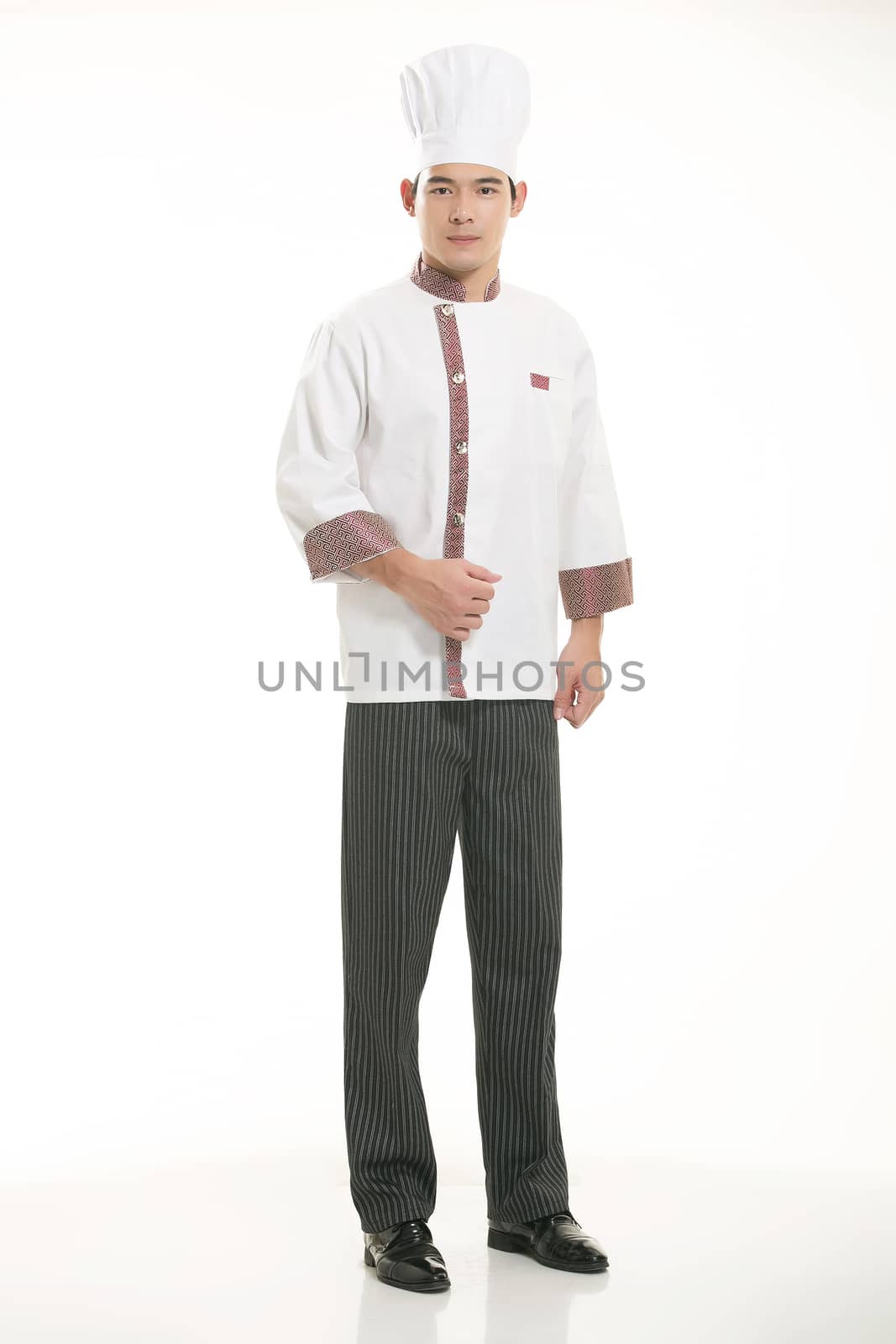Wearing all kinds of clothing chef dietitian in front of white background