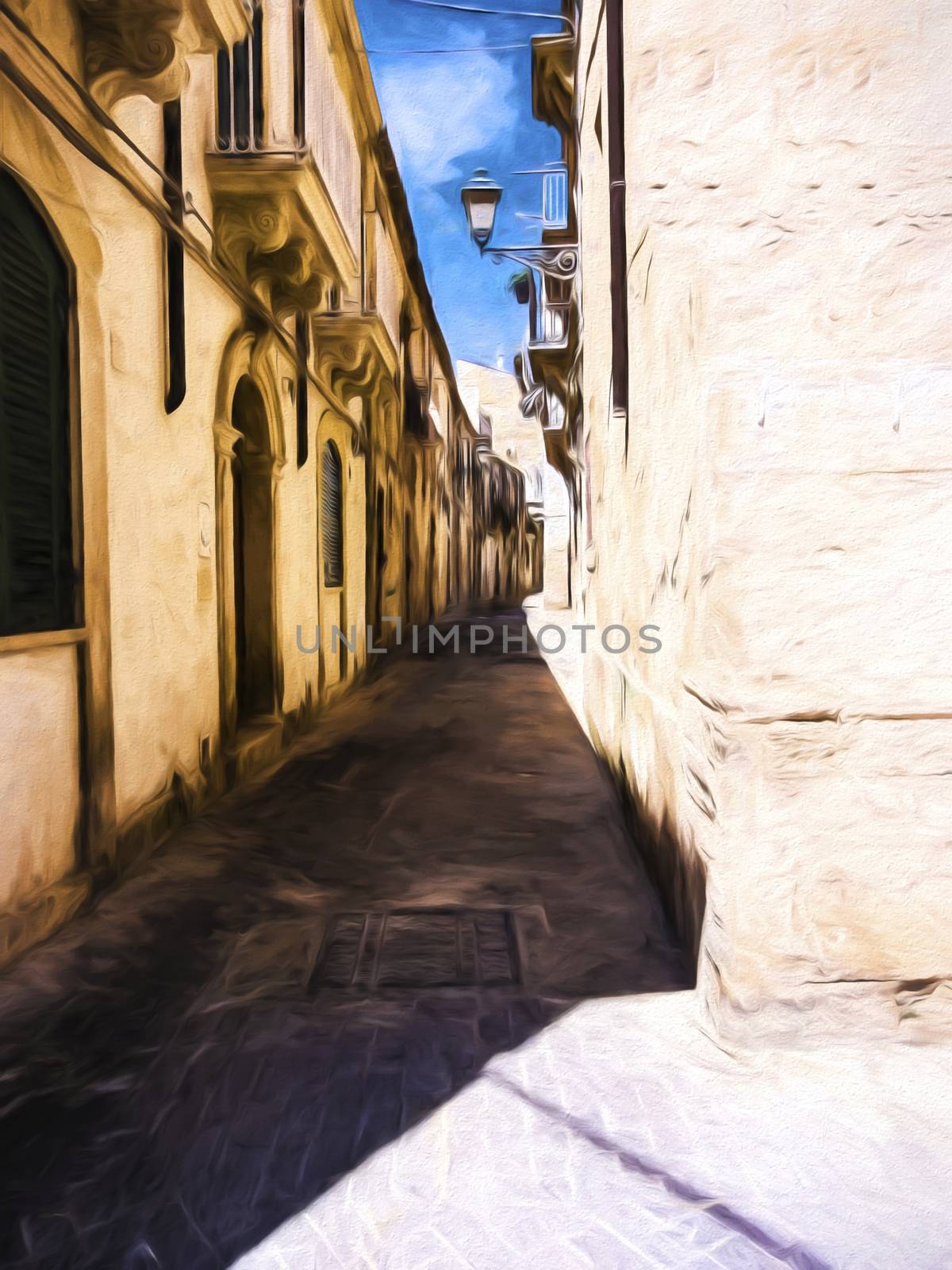 Ortigia Alley, Syracuse, Sicily, Italy - Painting effect by ankarb