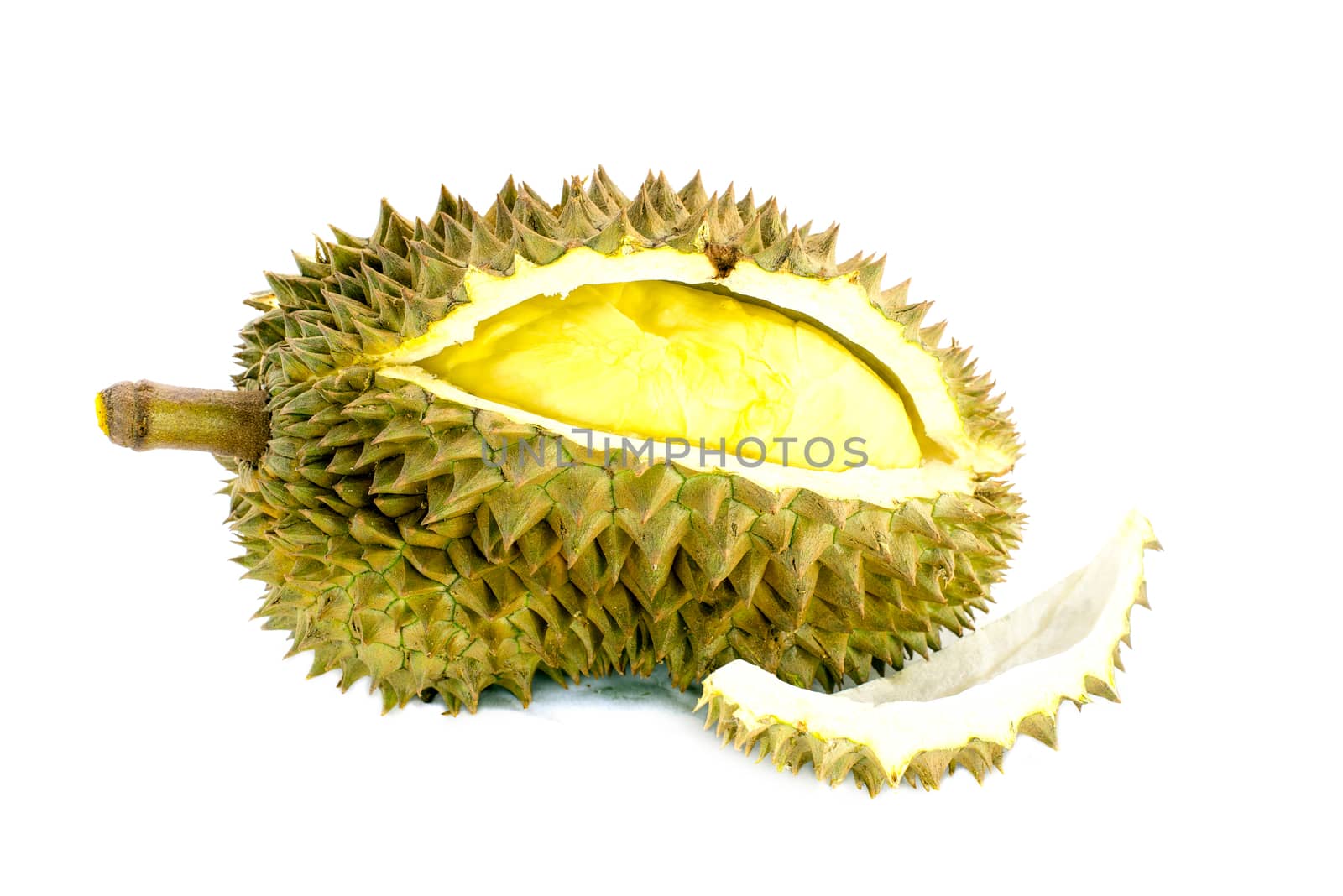 King of fruits, durian on white background