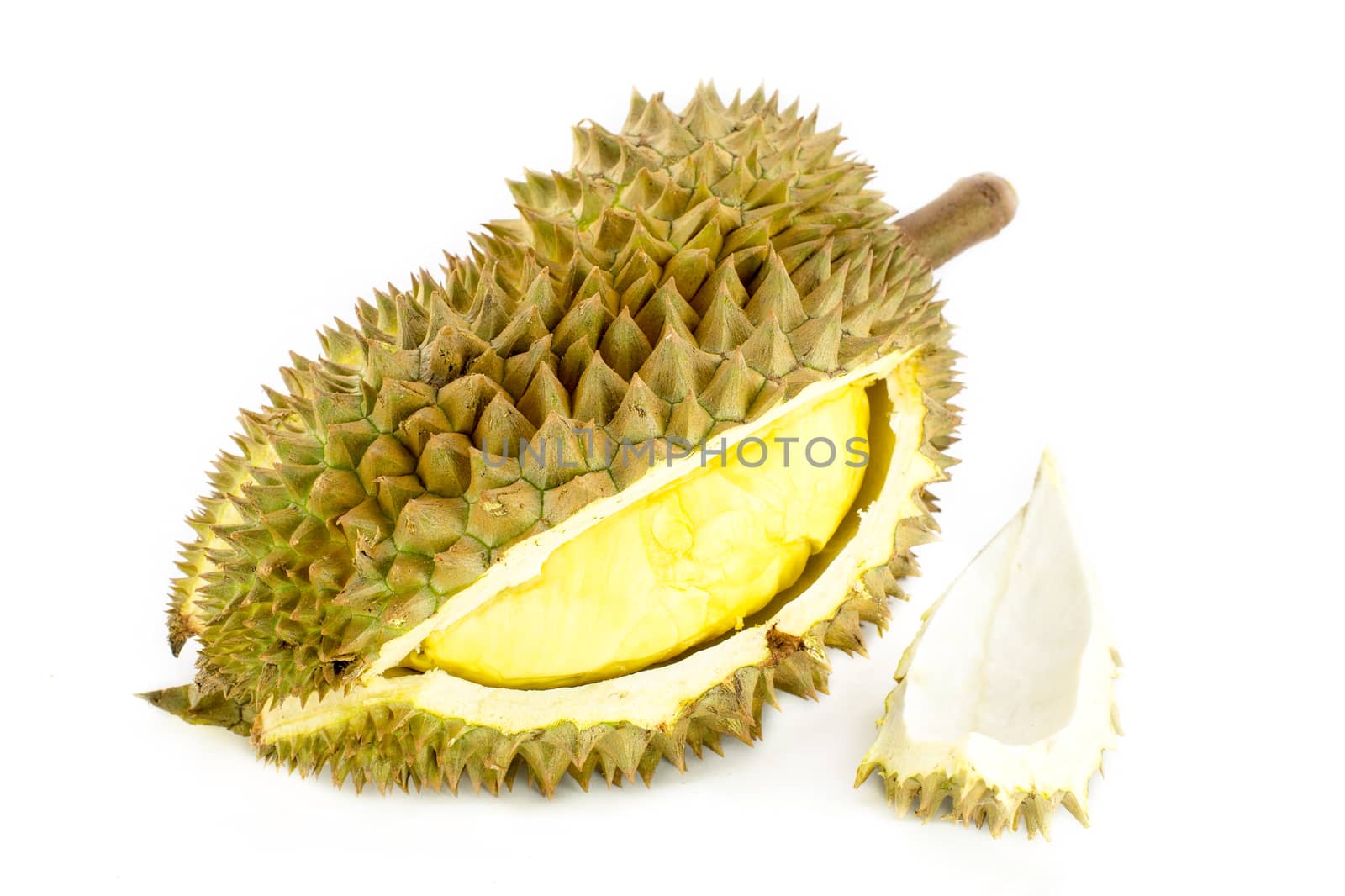 King of fruits, durian on white background