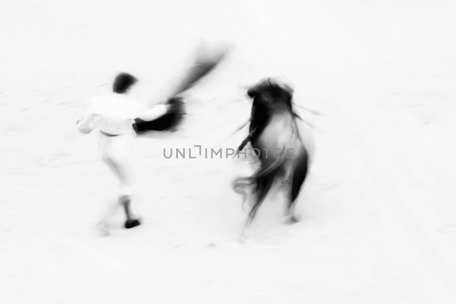 Bullfigting in bullring Las Ventas, Madrid, Spain. Artistic abstract black and white image.
