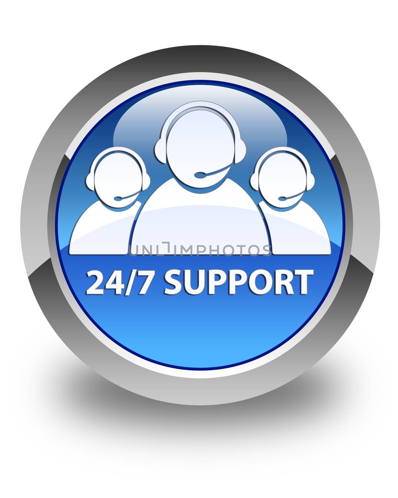 24/7 support (customer care team icon) glossy blue round button by faysalfarhan