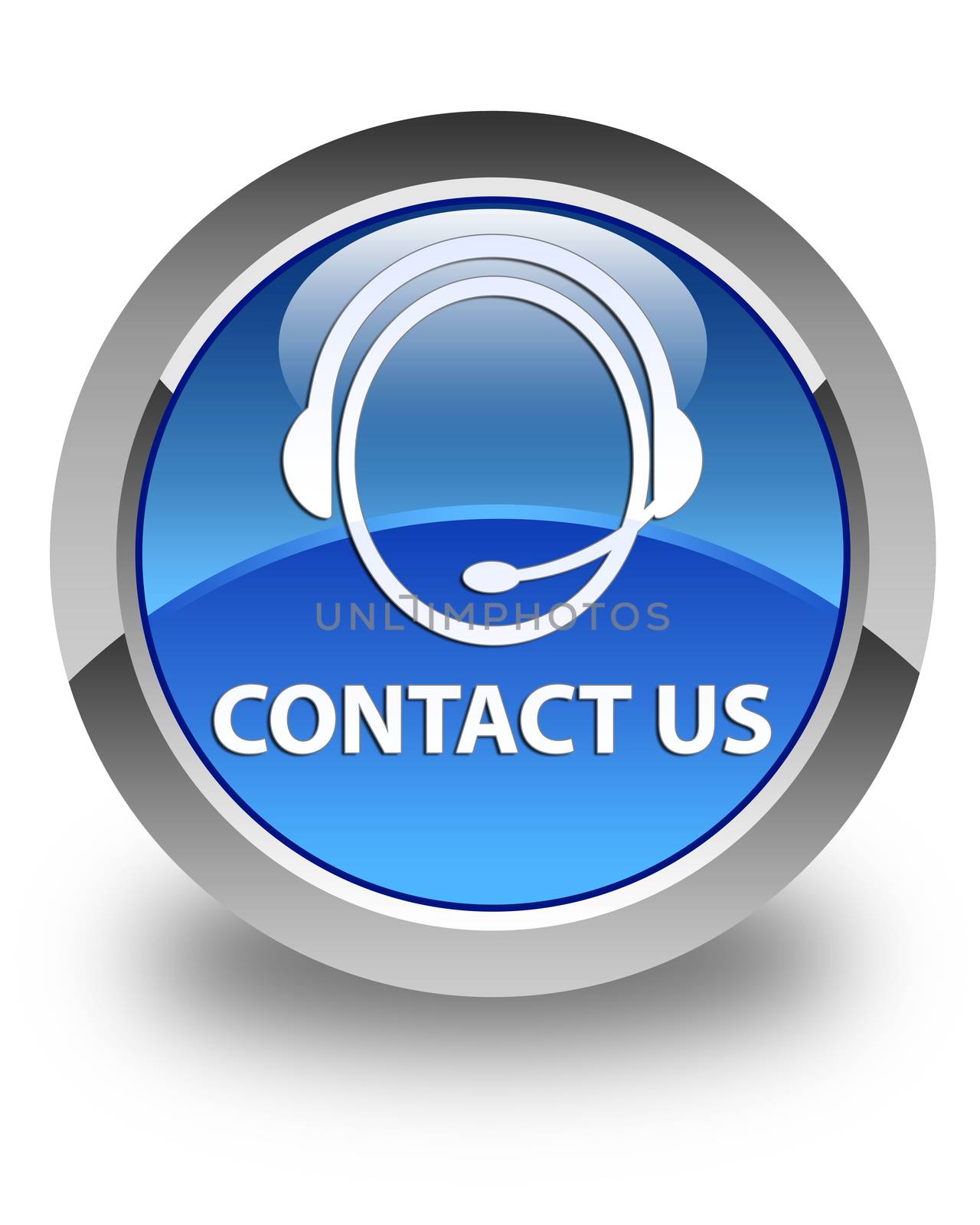 Contact us (customer care icon) glossy blue round button by faysalfarhan