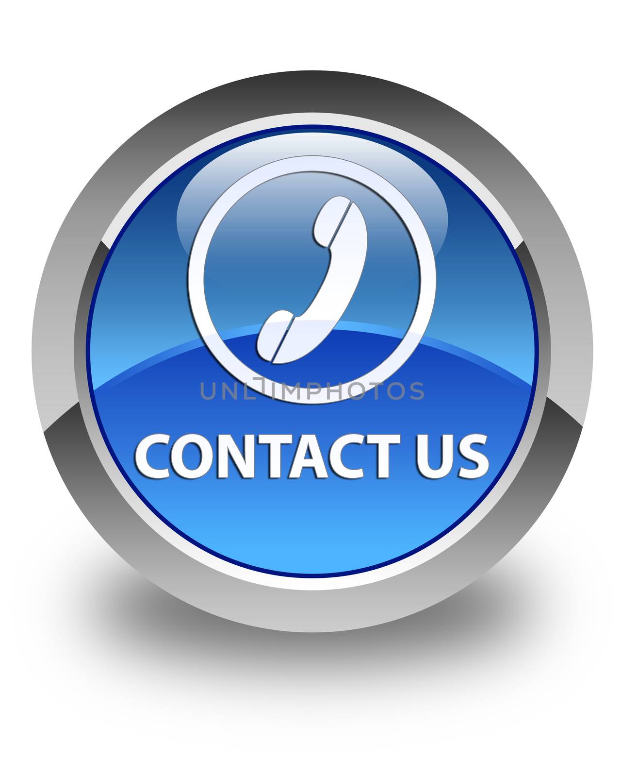 Contact us (phone icon) glossy blue round button by faysalfarhan