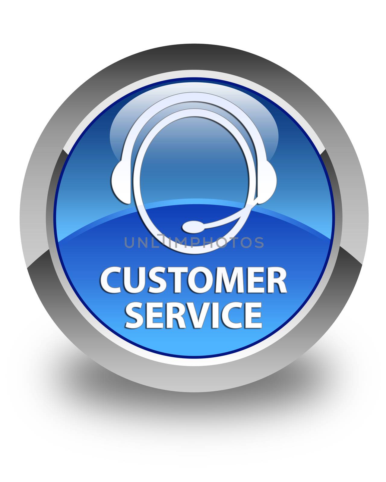 Customer service glossy blue round button