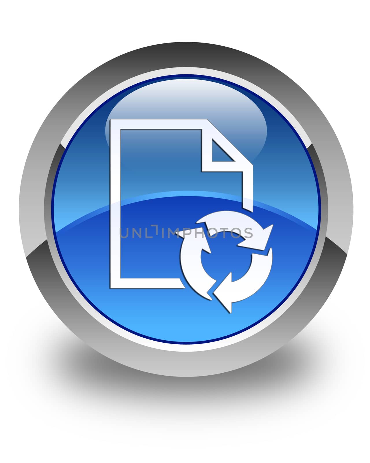 Document process icon glossy blue round button