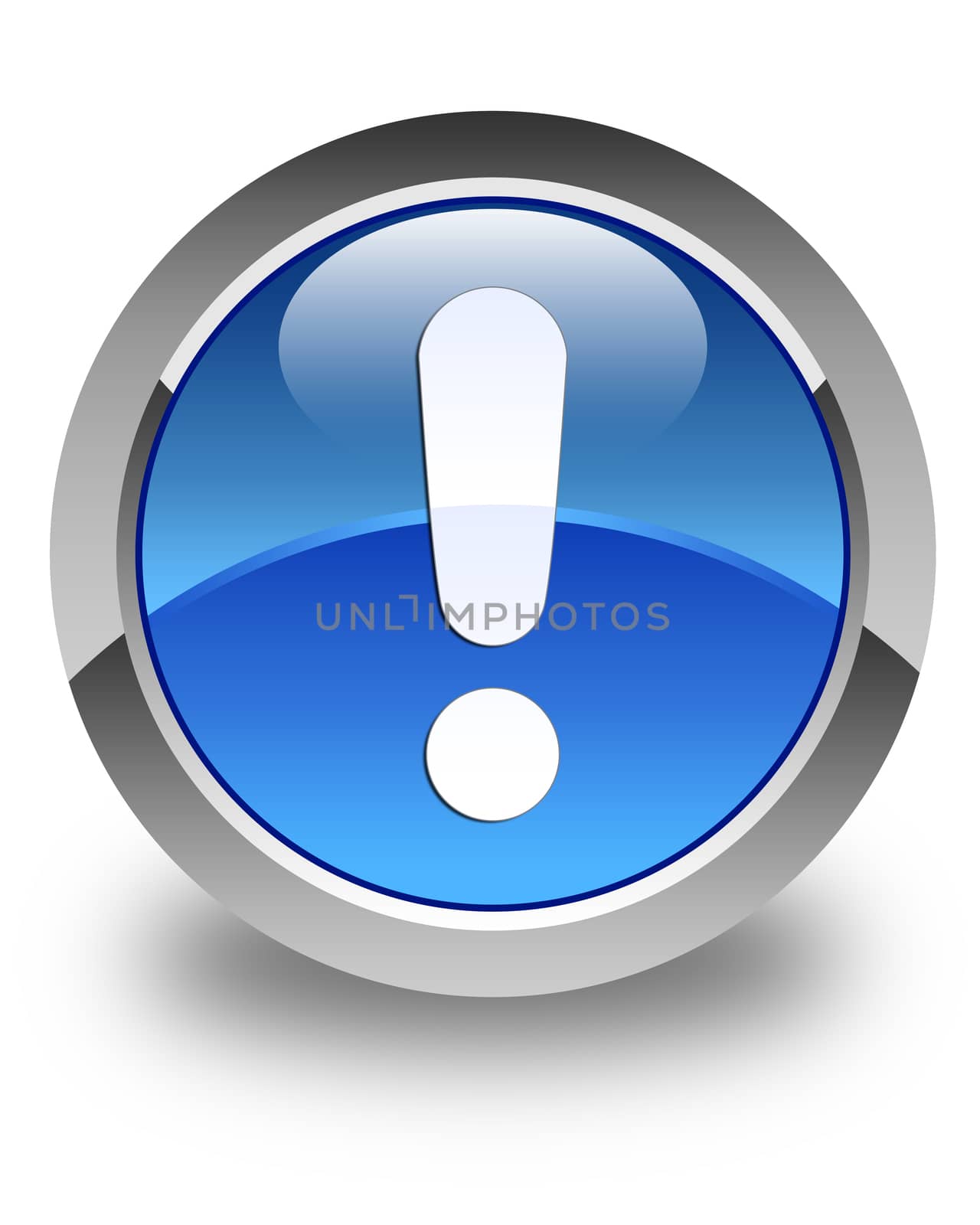Exclamation mark icon glossy blue round button