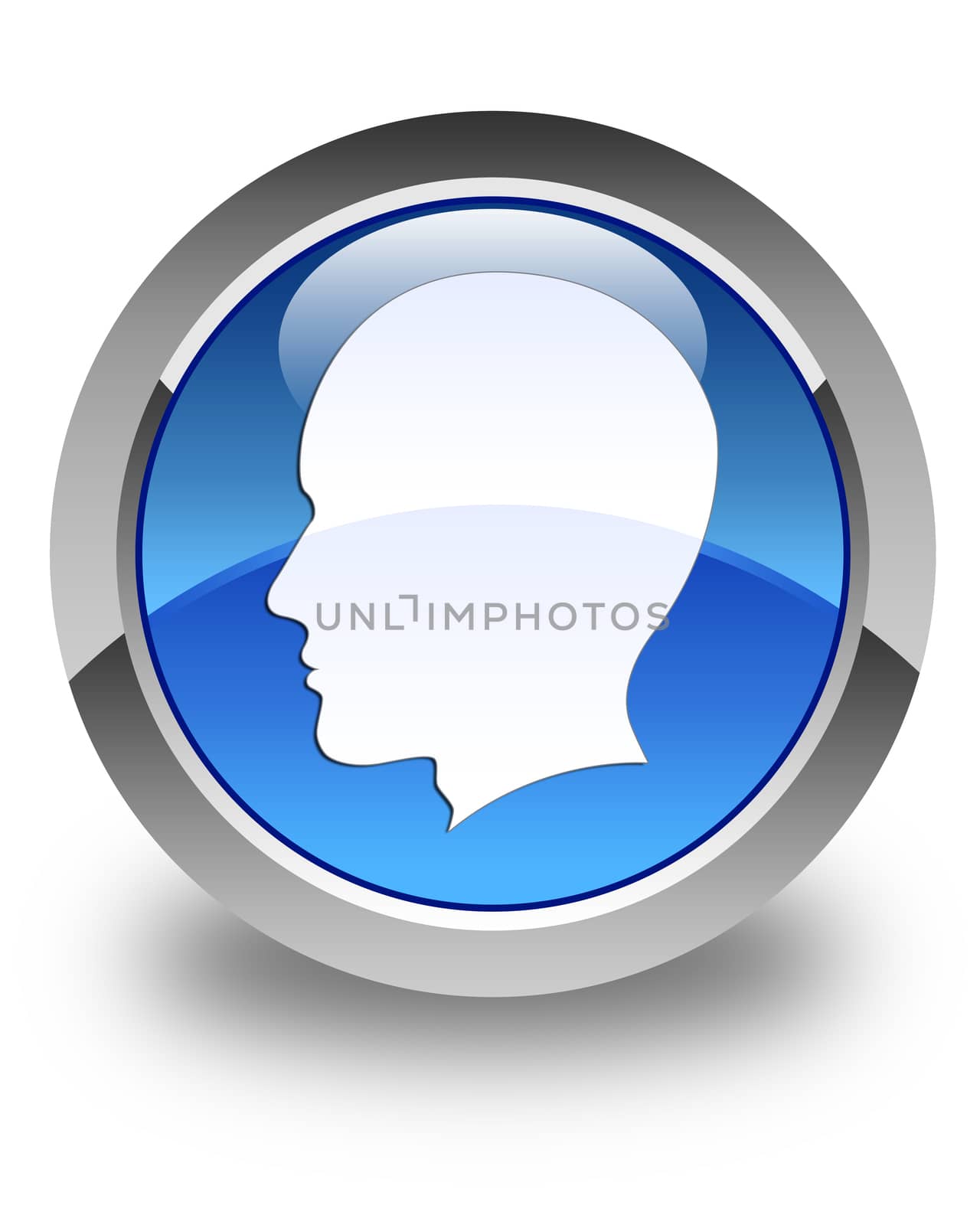 Head icon (man) glossy blue round button