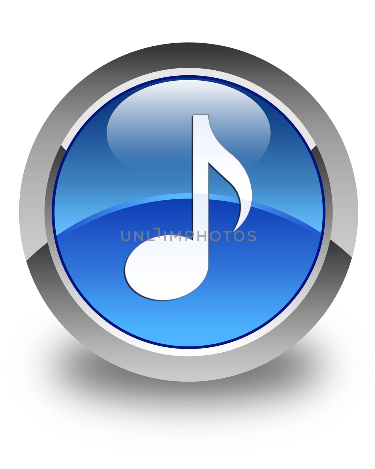 Music icon glossy blue round button