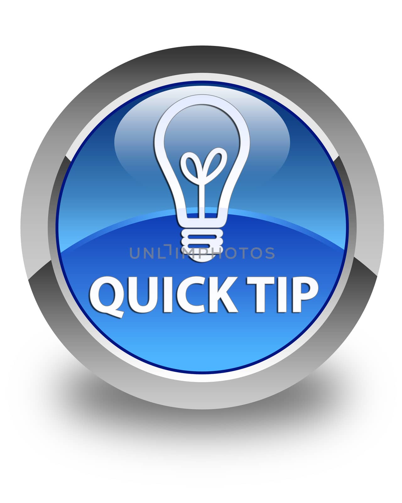 Quick tip (bulb icon) glossy blue round button