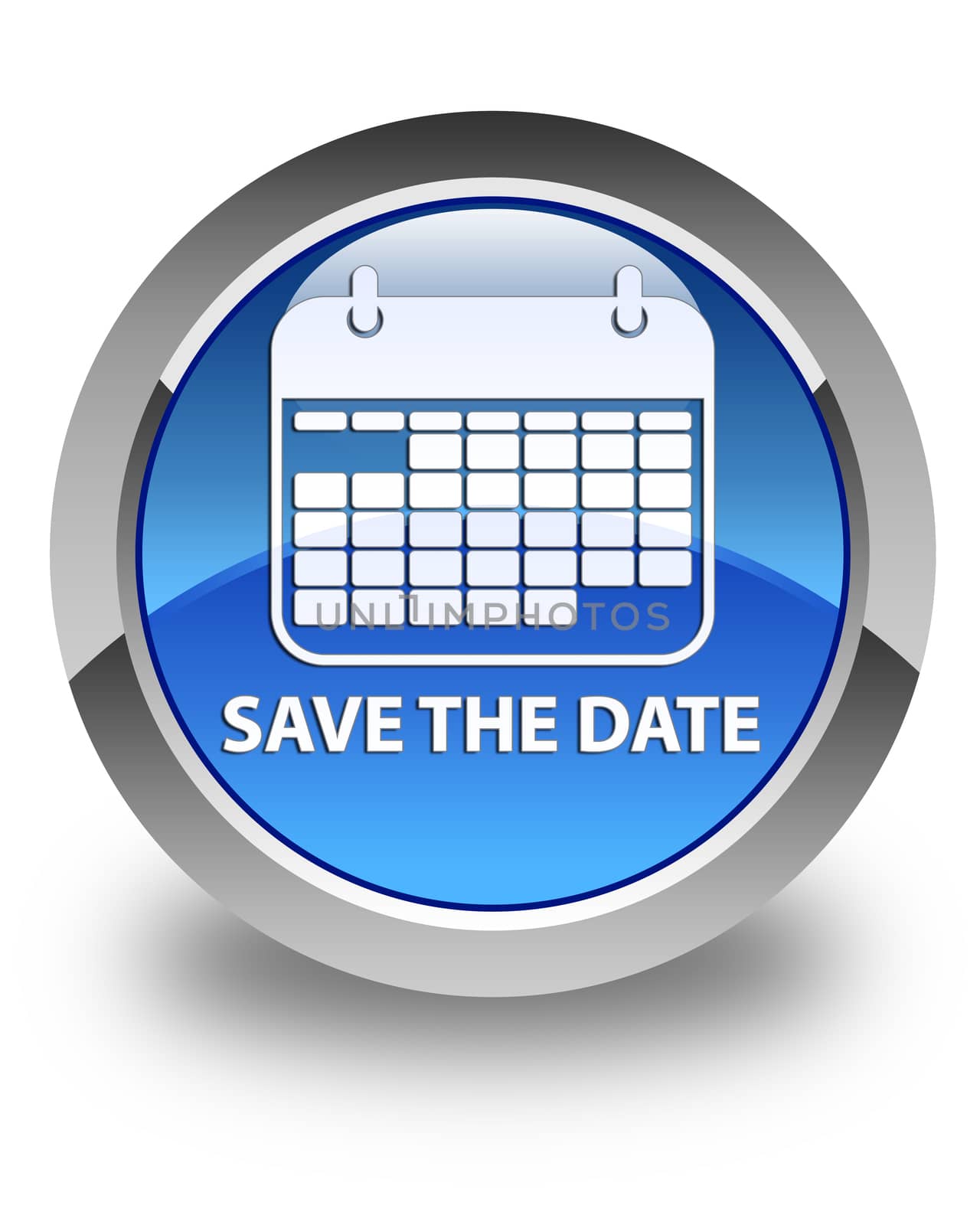 Save the date glossy blue round button