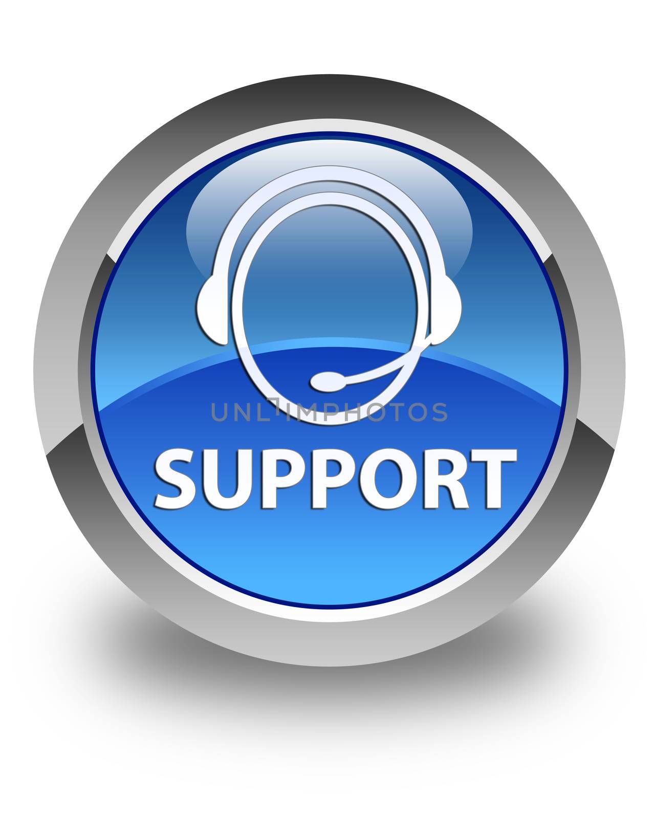 Support (customer care icon) glossy blue round button by faysalfarhan