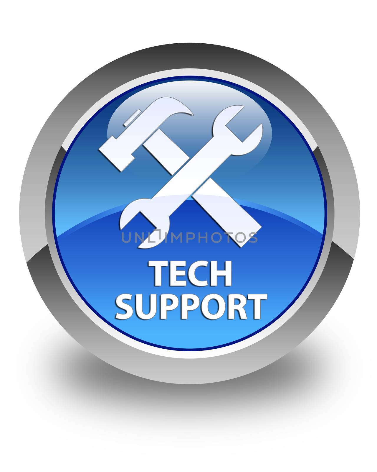 Tech support (tools icon) glossy blue round button