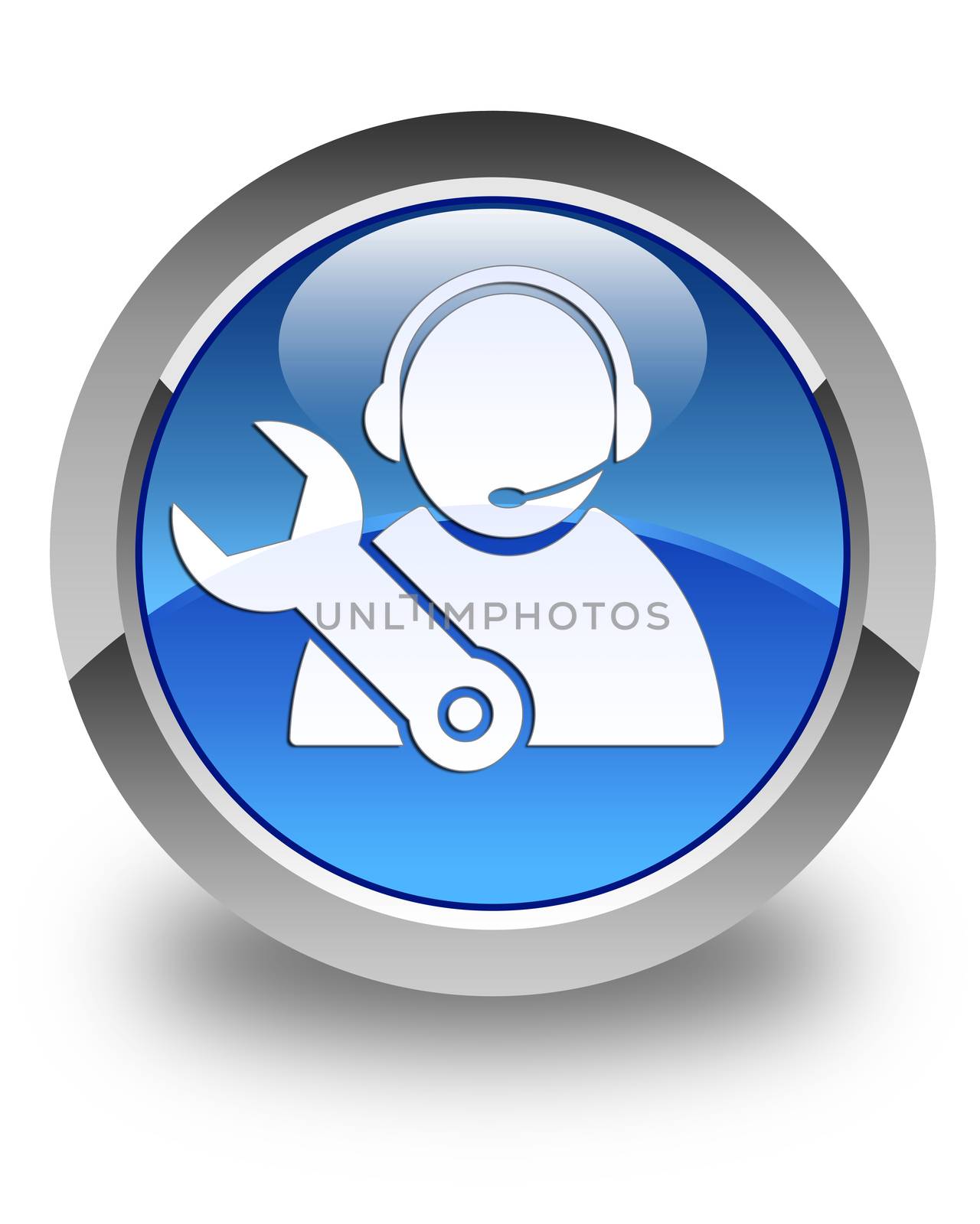 Tech support icon glossy blue round button
