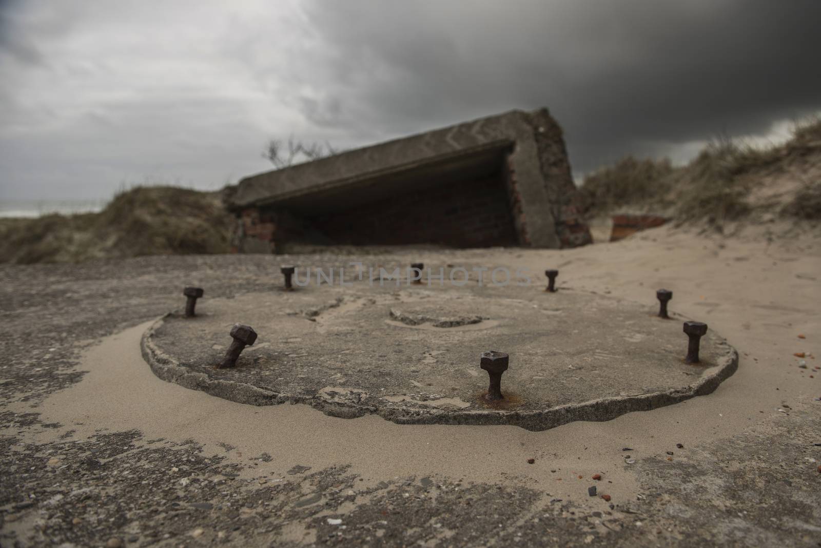 Old German bunker on the island Terschelling in the Netherlands