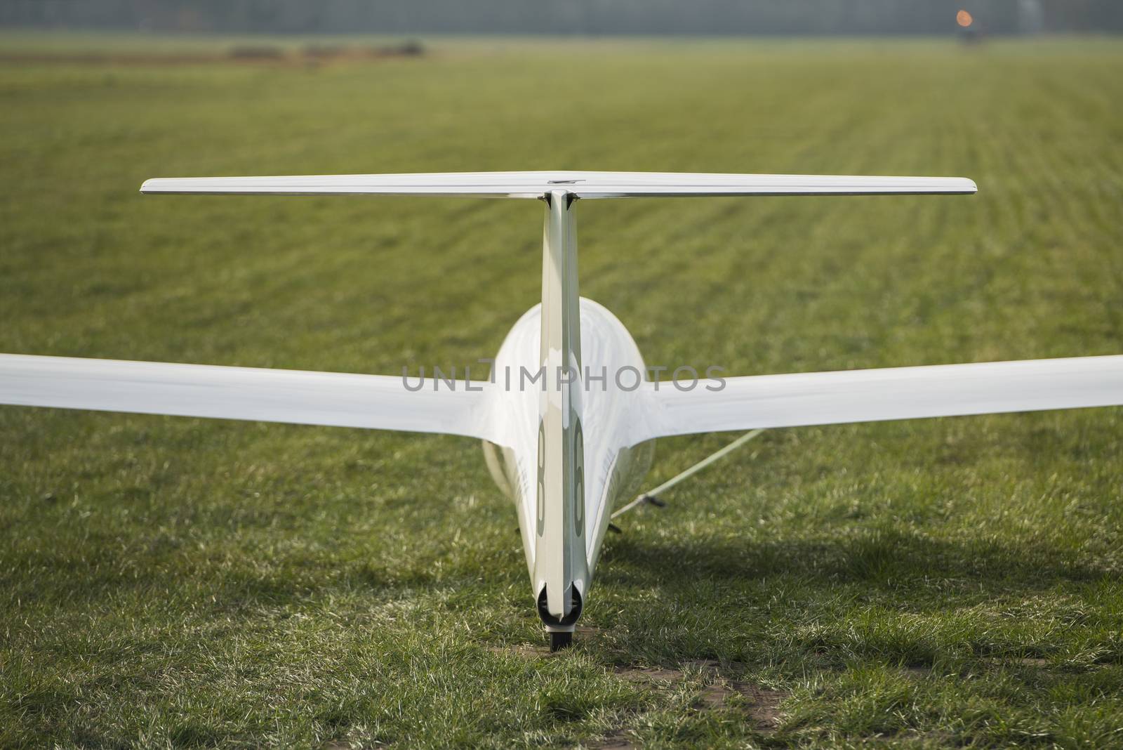 Pull up a glider on an airfield nearby the Dutch border in Germany