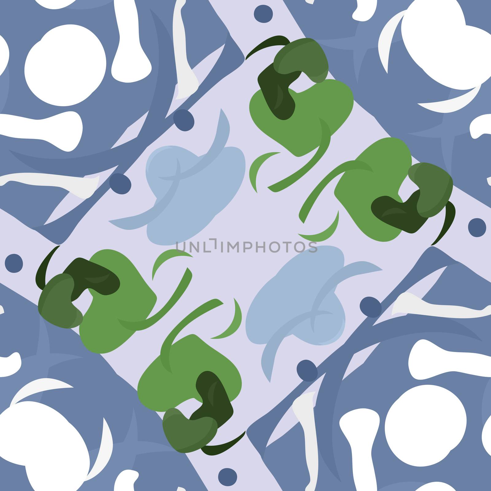 Seamless background pattern of blue and green shapes