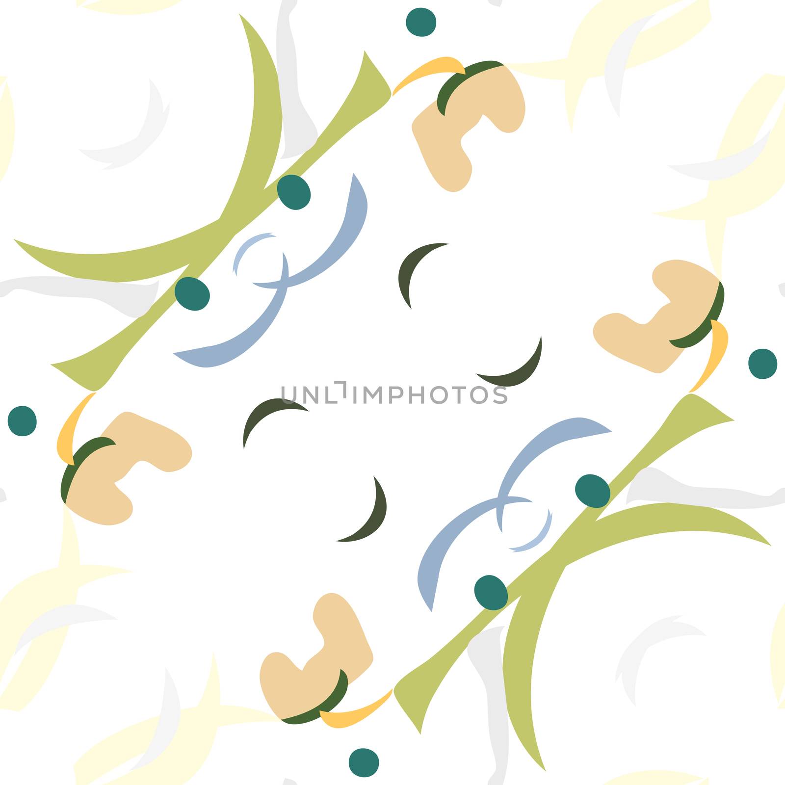 Seamless organic pattern of green and blue shapes