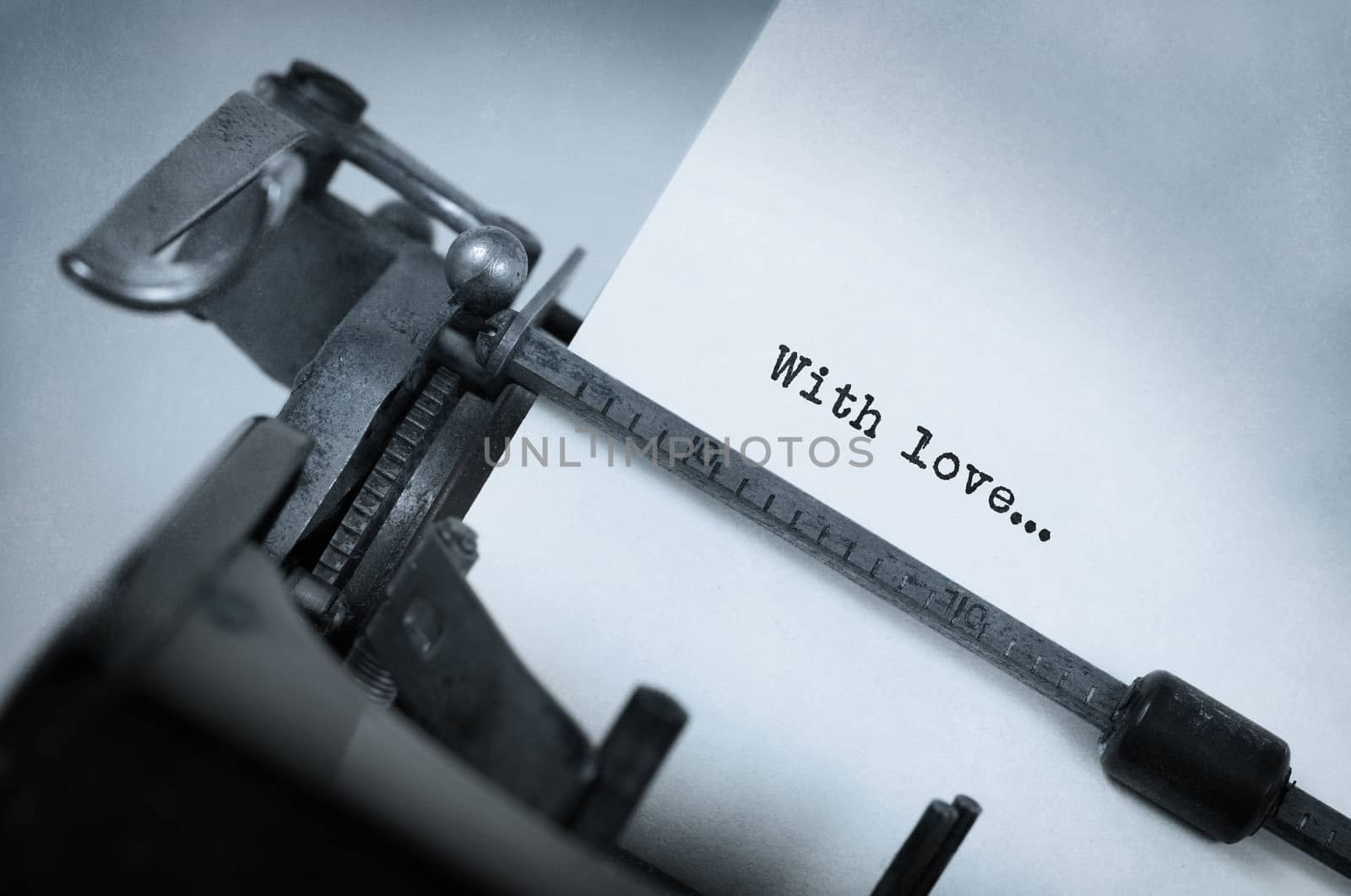 Vintage inscription made by old typewriter, With love