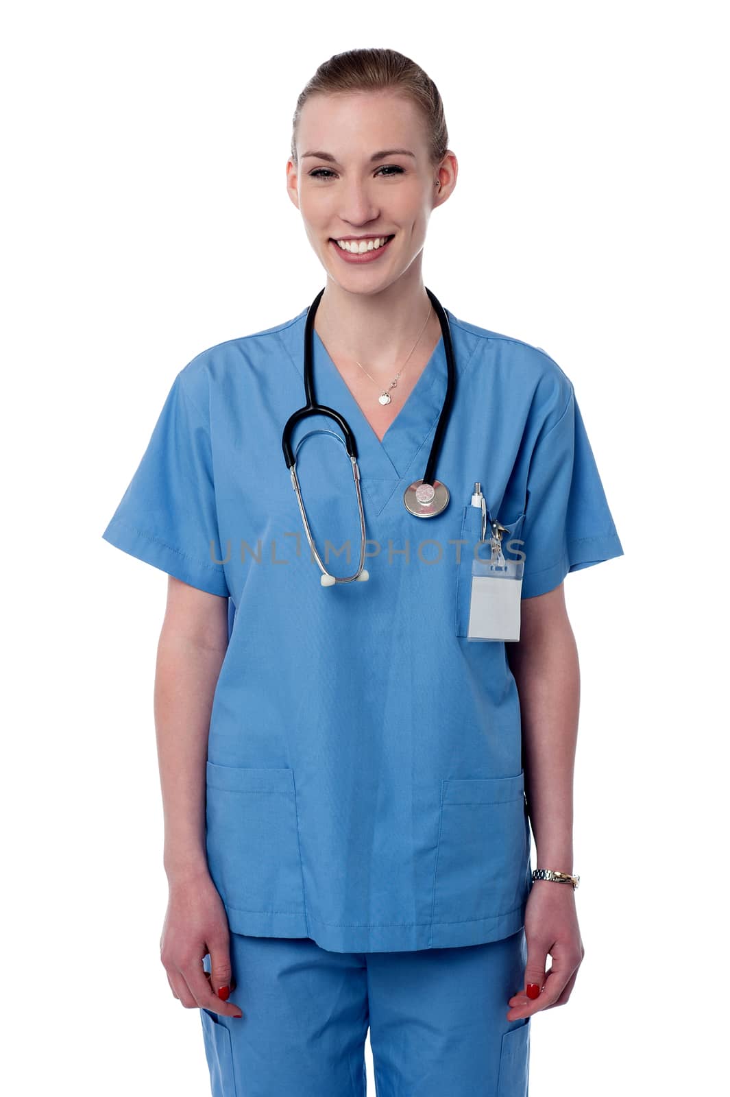 Female doctor with stethoscope around her neck