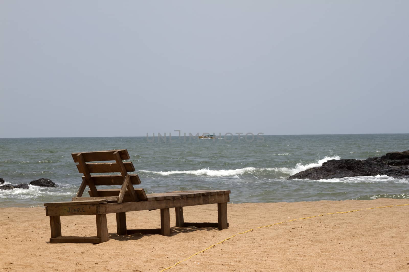 Plank bed  on a beach. India Goa. by mcherevan