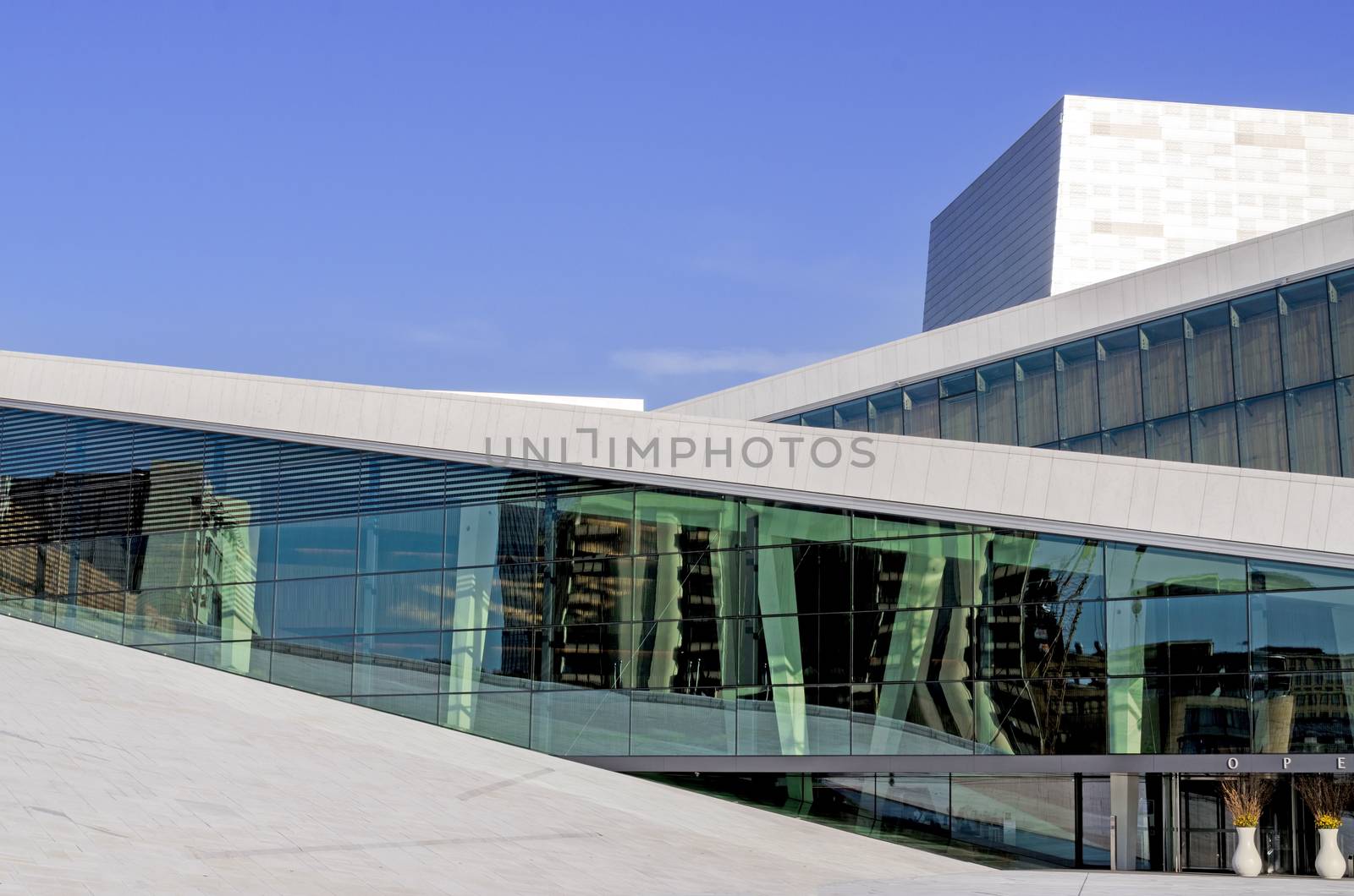 Oslo opera house at summer glass details by Nanisimova