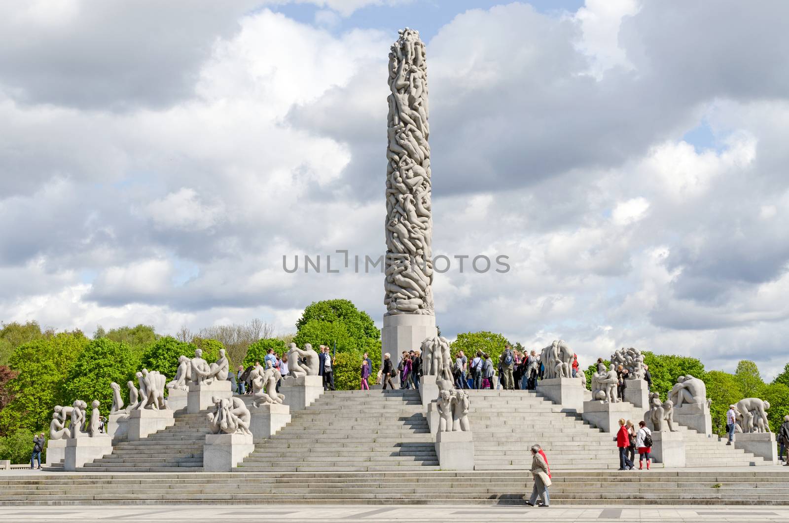 Statues in Vigeland park in Oslo centerpiece by Nanisimova